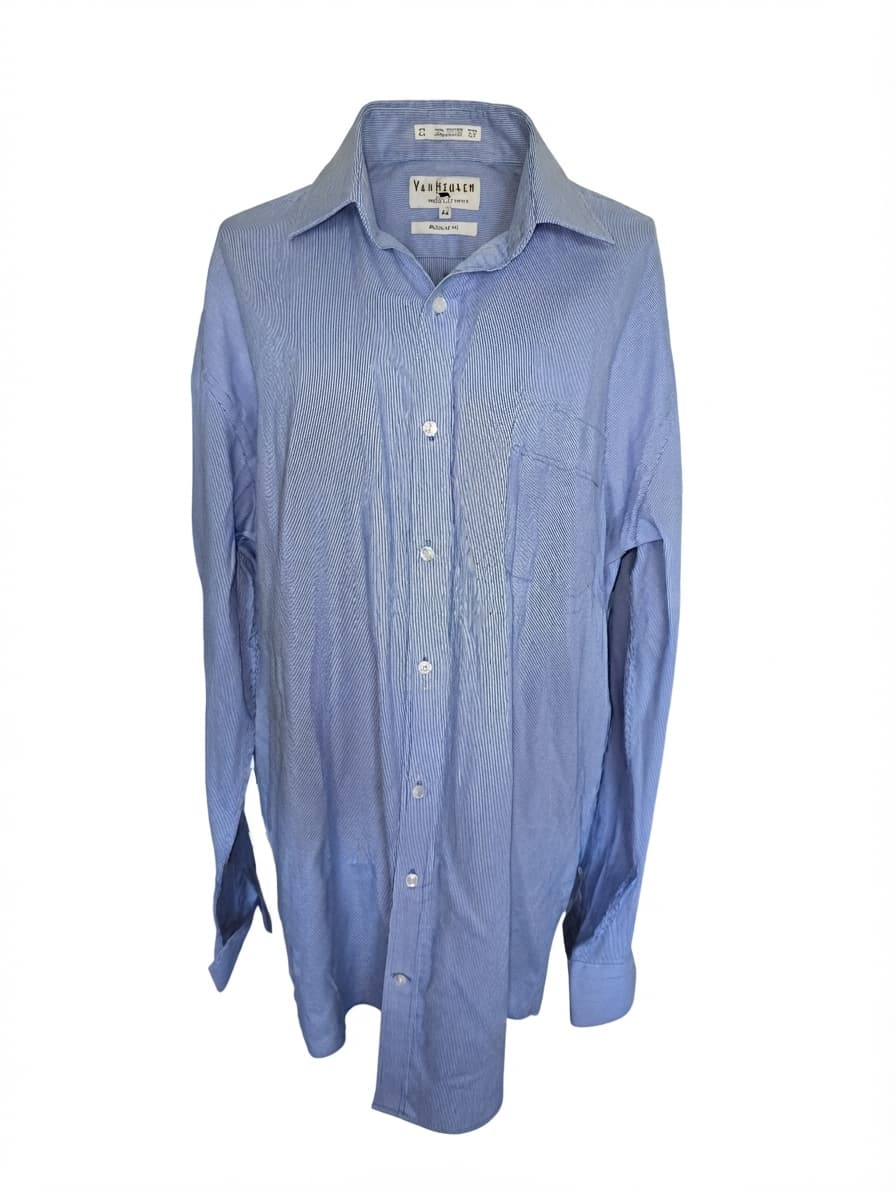Van Heusen Dress Shirt Pinstripe Blue Men's 42 — photo 1 of 7