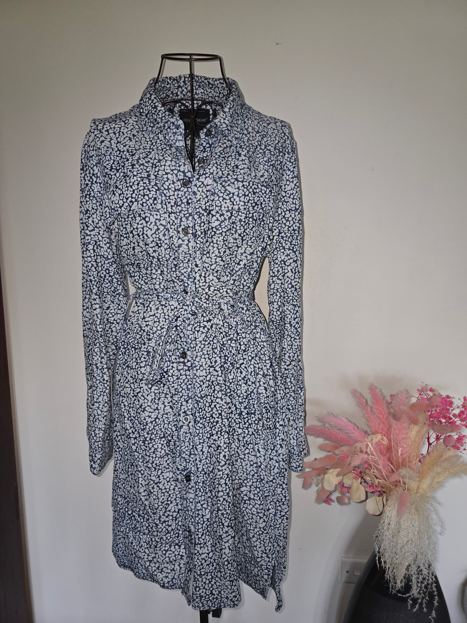 Velvet Heart Shirt Dress Speckled Print Blue Women's M — photo 2 of 6