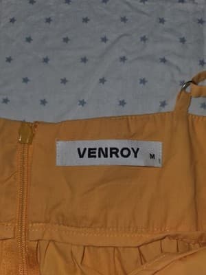 Venroy Tiered Maxi Dress Square Neck Cotton Yellow Women's M — photo 3 of 5