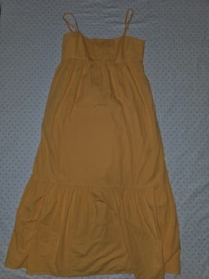 Venroy Tiered Maxi Dress Square Neck Cotton Yellow Women's M — photo 5 of 5