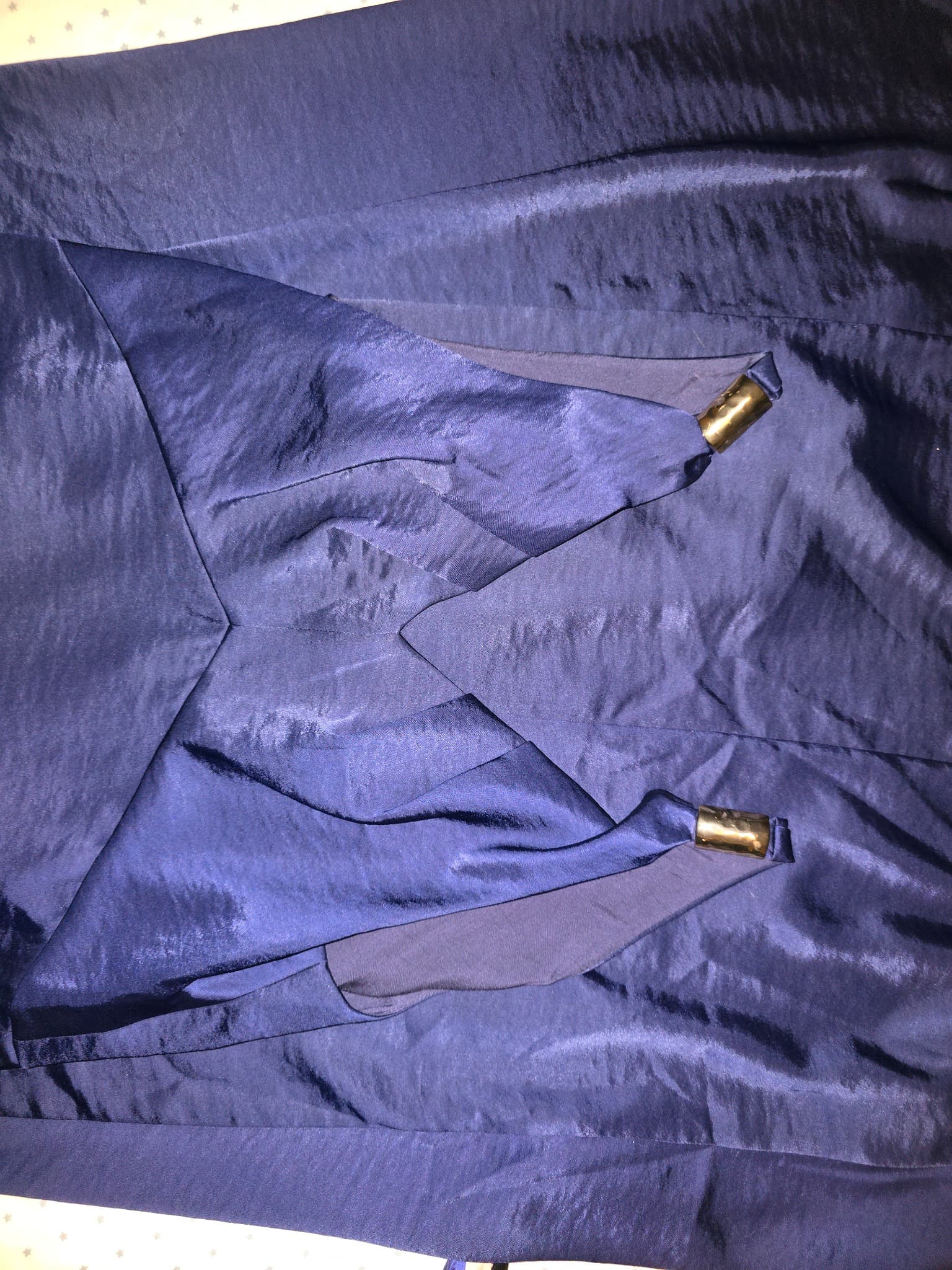 Veronika Maine Evening Gown Satin Sleeveless Gold-Tone Hardware Navy Blue Women's 8 — photo 2 of 5