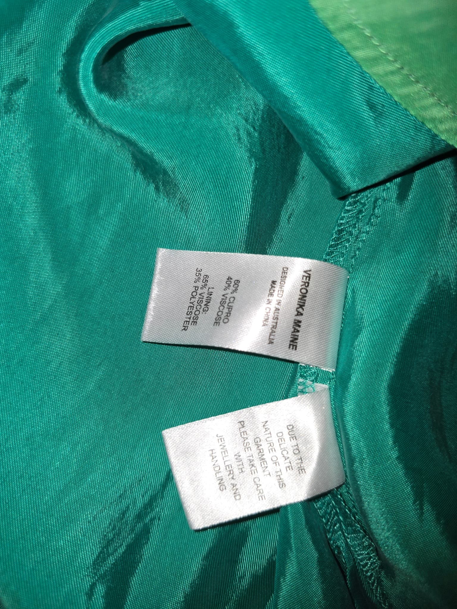 Veronika Maine Halter Neck Maxi Dress Gold-Tone Hardware Teal Women's 8 — photo 5 of 5