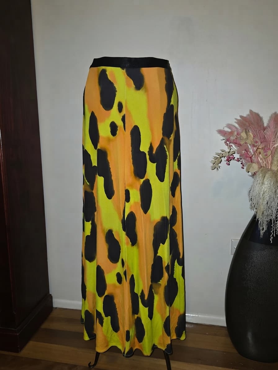 Veronika Maine Maxi Skirt Animal Print Yellow Orange Women's 8 — photo 1 of 3