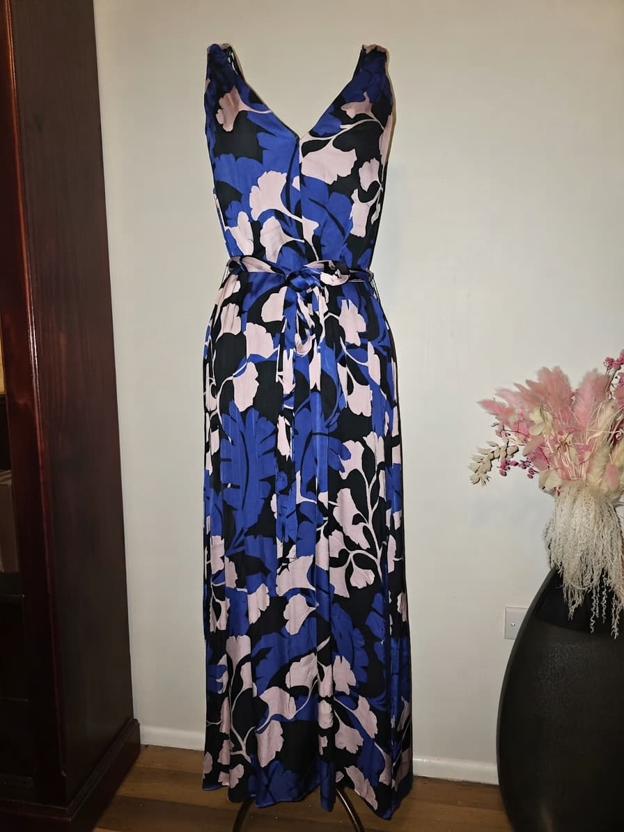 Veronika Maine Sleeveless Maxi Wrap Dress Floral Blue Pink Women's 8 — photo 1 of 4