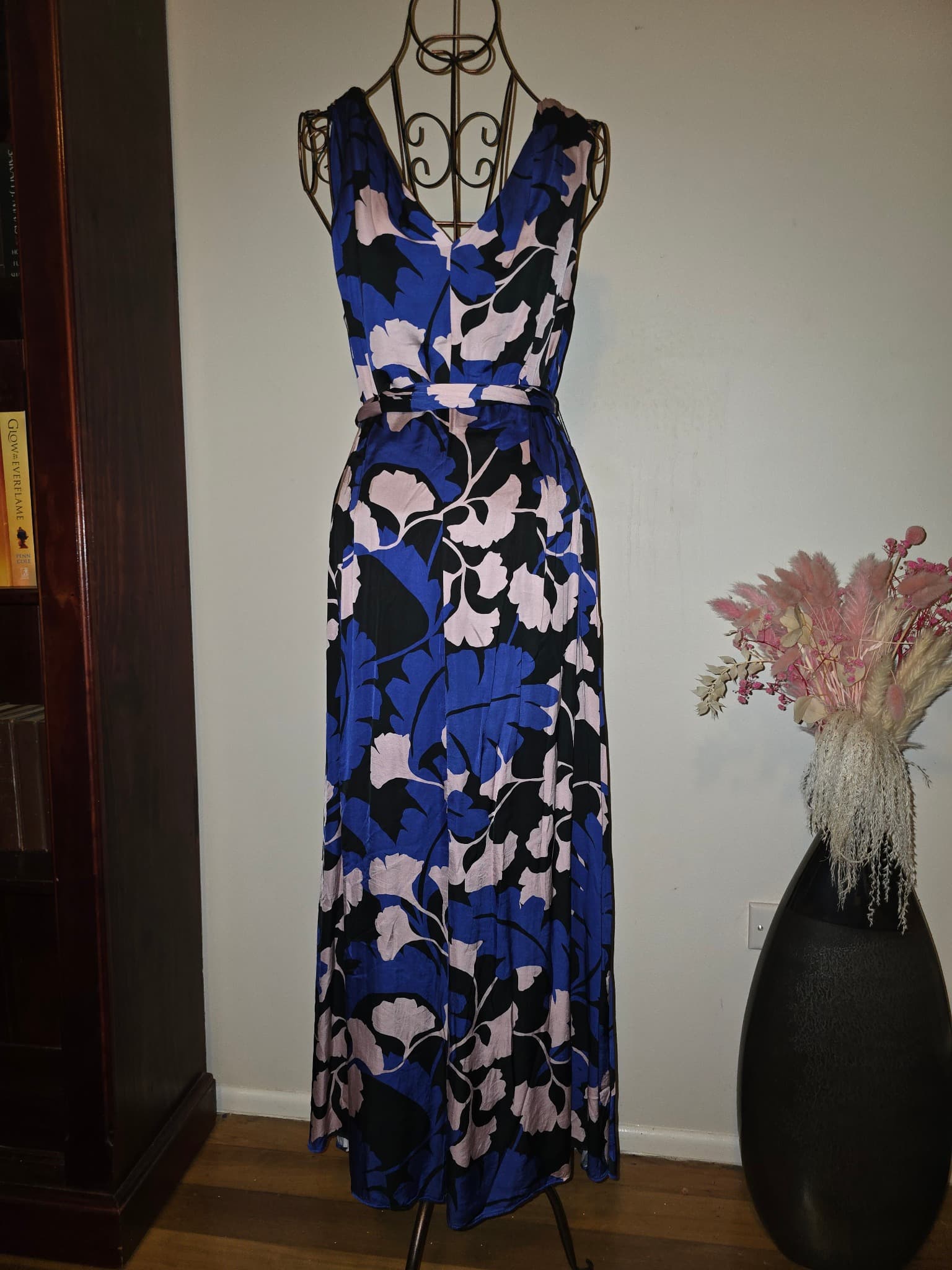 Veronika Maine Sleeveless Maxi Wrap Dress Floral Blue Pink Women's 8 — photo 4 of 4
