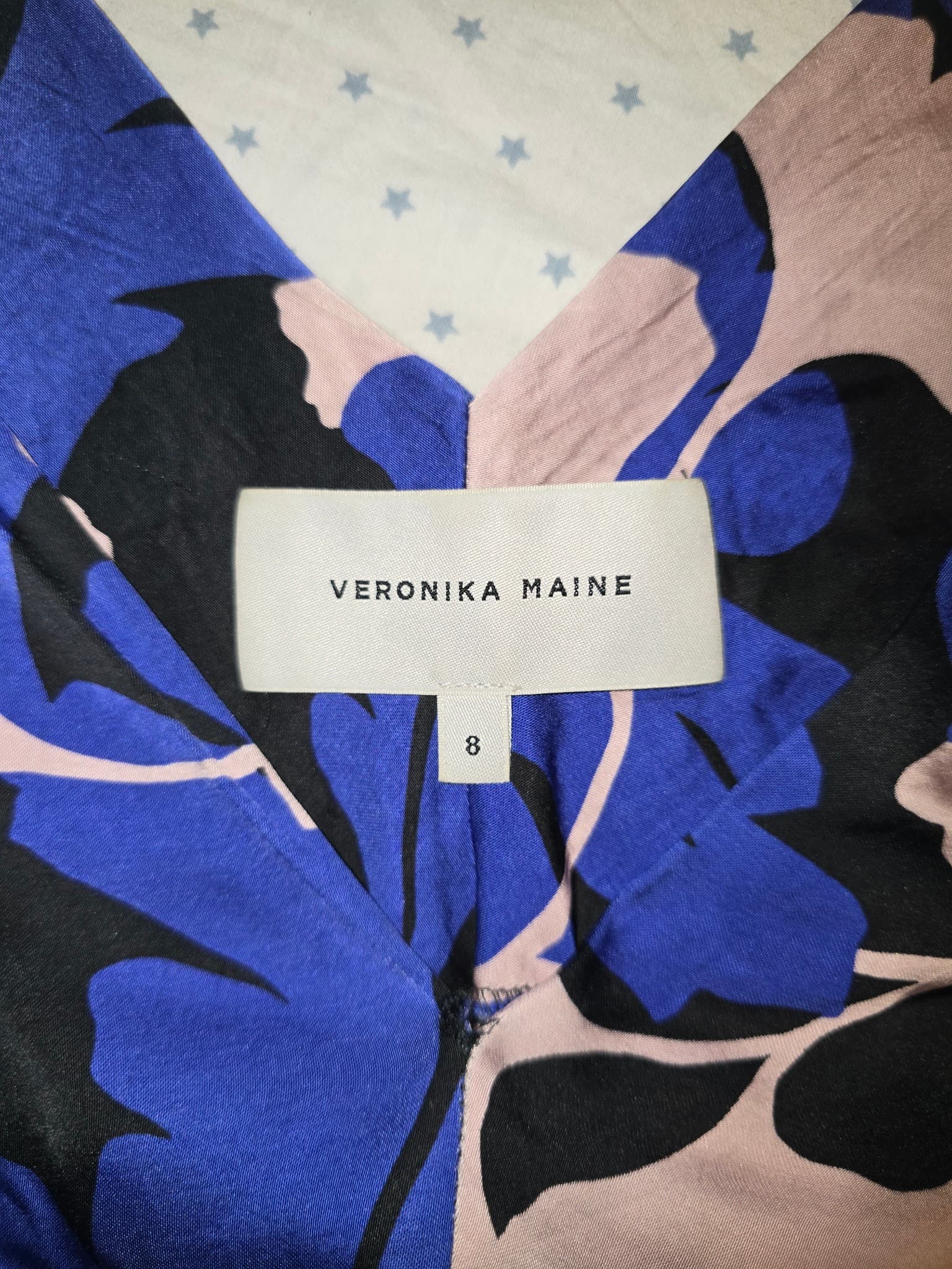 Veronika Maine Sleeveless Maxi Wrap Dress Floral Blue Pink Women's 8 — photo 2 of 4