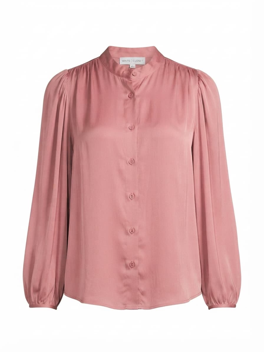 WHITE | CLOSET Long Sleeve Button-Down Blouse Dusty Pink Women's 6 — photo 1 of 7