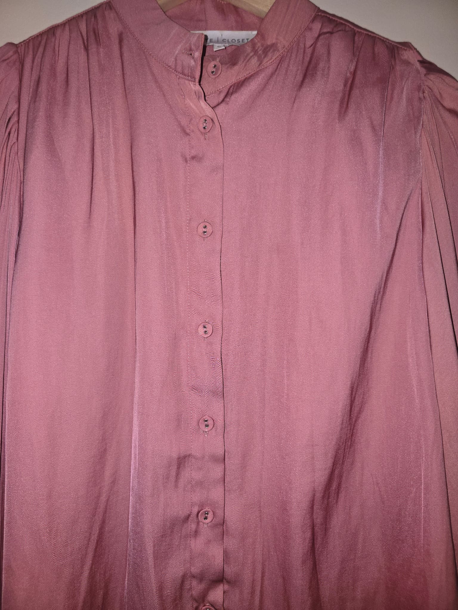 WHITE | CLOSET Long Sleeve Button-Down Blouse Dusty Pink Women's 6 — photo 2 of 7