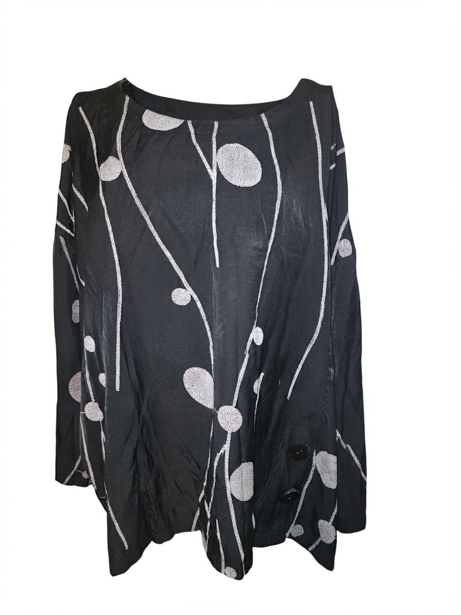 Willow & Tree Tunic Top Abstract Floral Print Black and White Women's 16 — photo 1 of 6