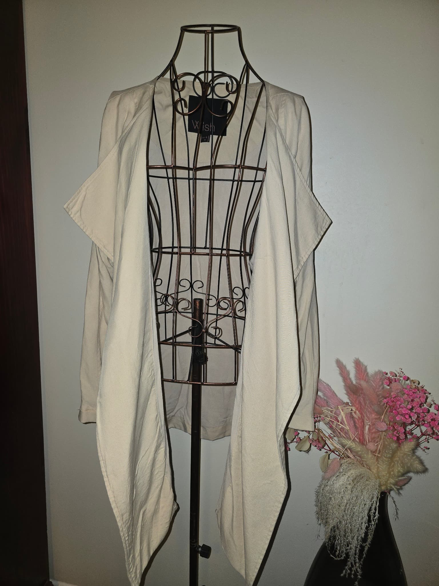 Wish The Label Utility Trench Jacket Drawstring Waist Cream Women's 8 — photo 4 of 7