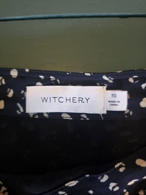 Witchery A-Line Midi Skirt Animal Print Navy Beige Women's 10 — photo 2 of 3