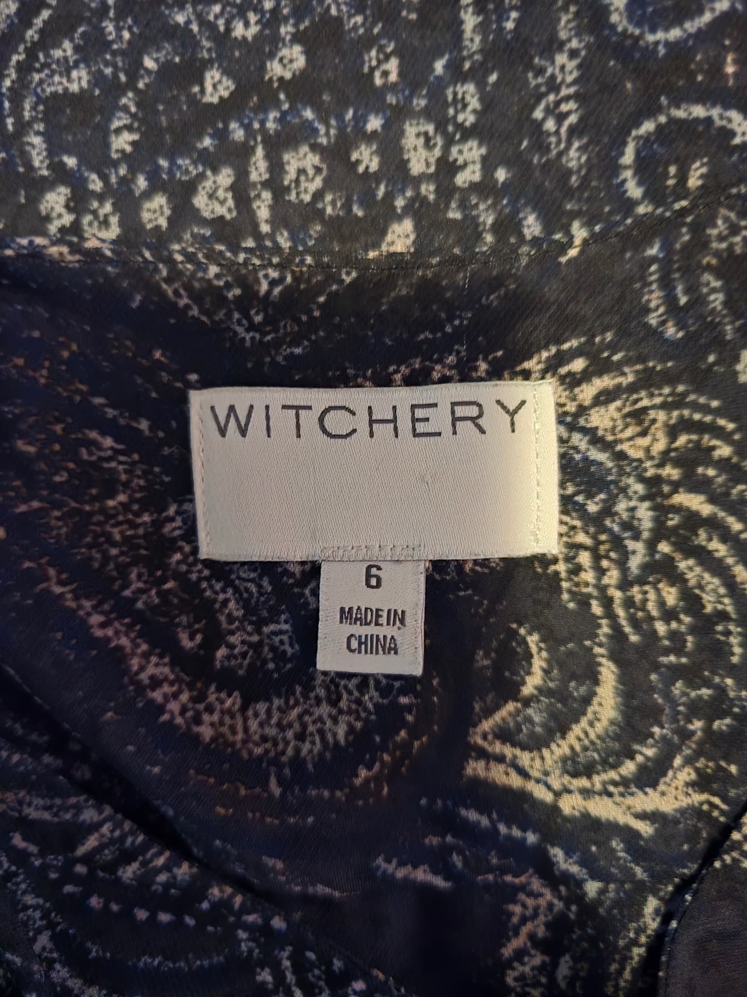 Witchery Long Sleeve Blouse Paisley Print Navy Women's 6 — photo 4 of 5