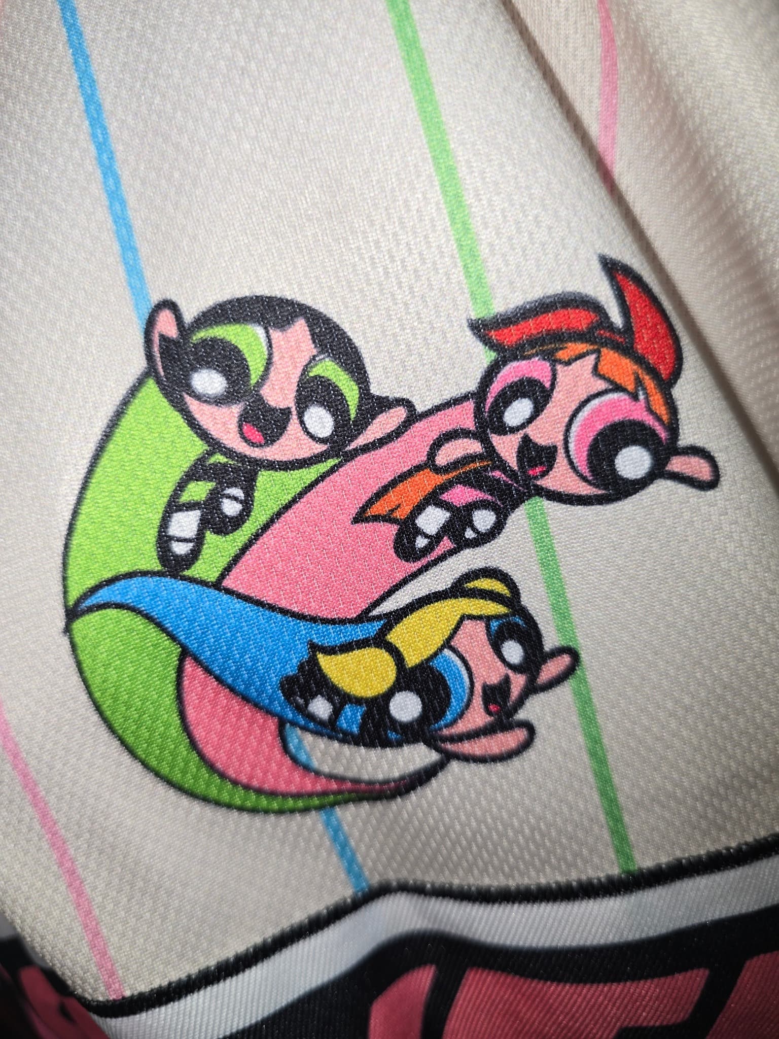Zing The Powerpuff Girls Baseball Jersey Pinstripe Pink White Unisex XL — photo 4 of 6