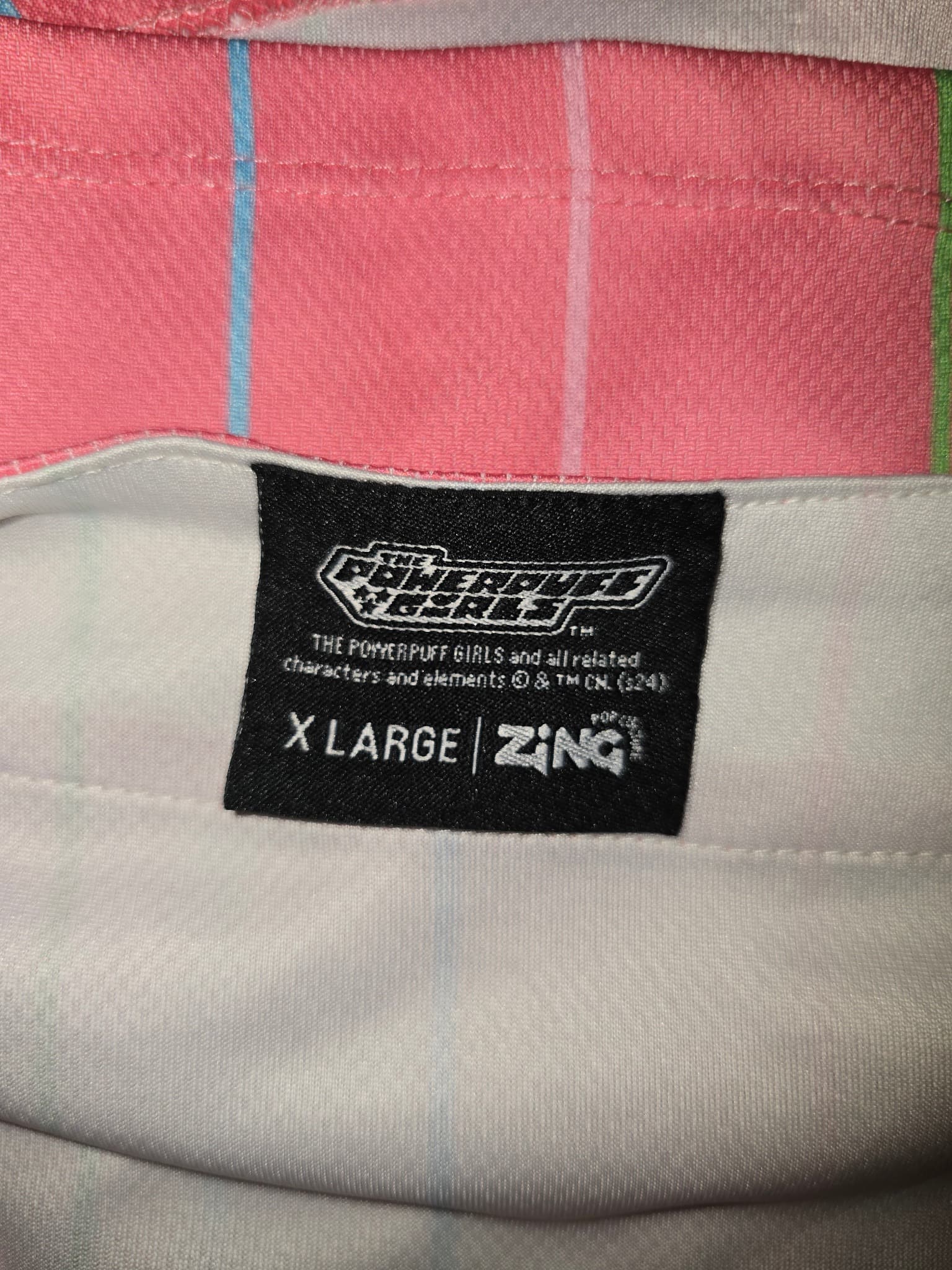 Zing The Powerpuff Girls Baseball Jersey Pinstripe Pink White Unisex XL — photo 5 of 6