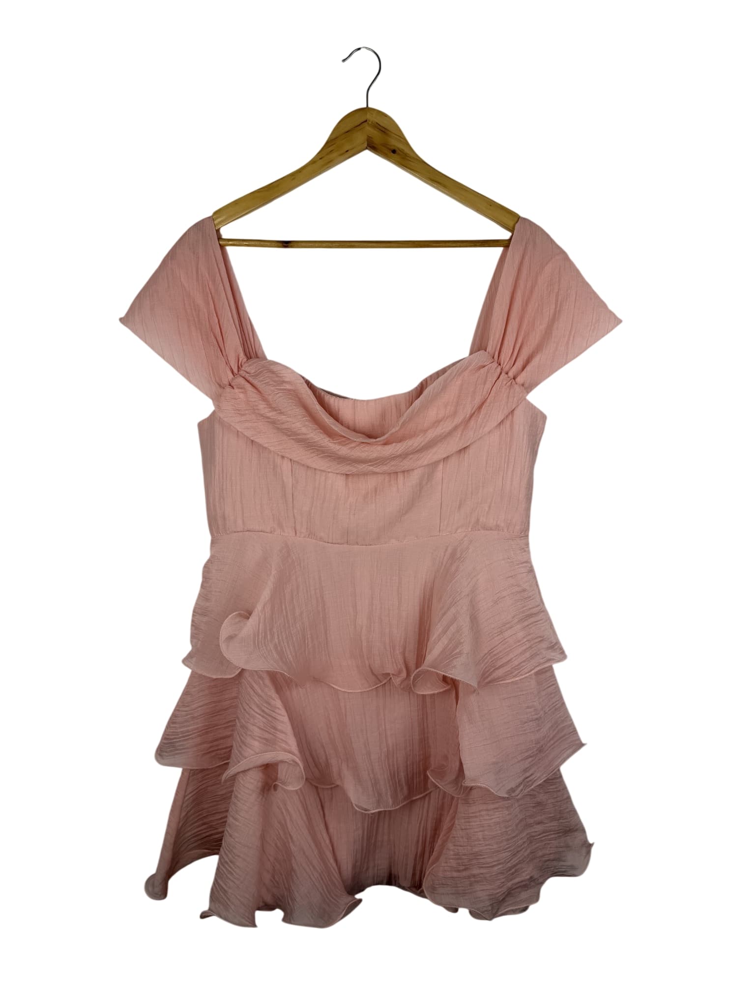Billy J Dress Size 14 Tiered Mini Dress New with tags Pink Off-Shoulder Pink ruffles — photo 1 of 5
