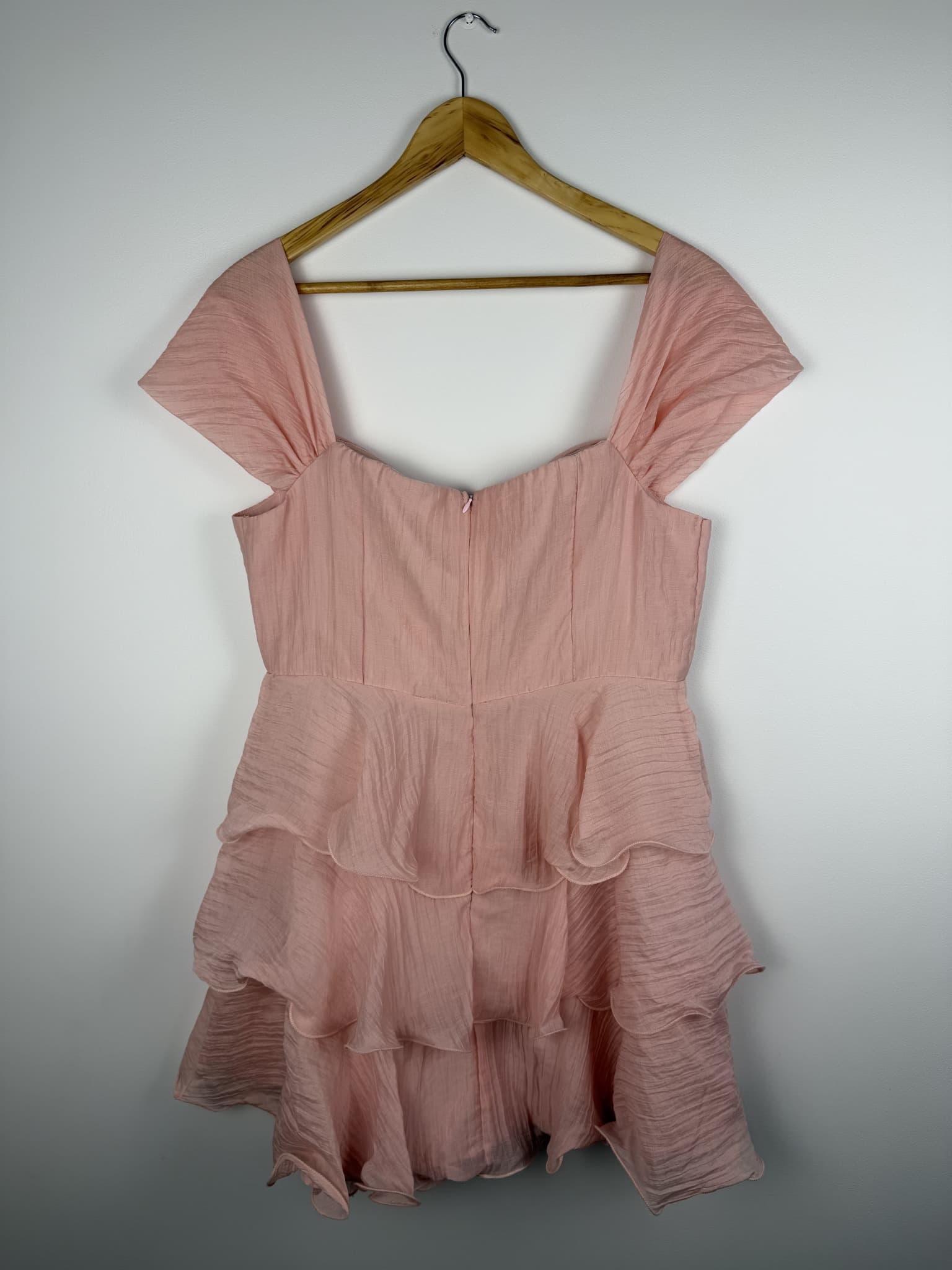 Billy J Dress Size 14 Tiered Mini Dress New with tags Pink Off-Shoulder Pink ruffles — photo 2 of 5
