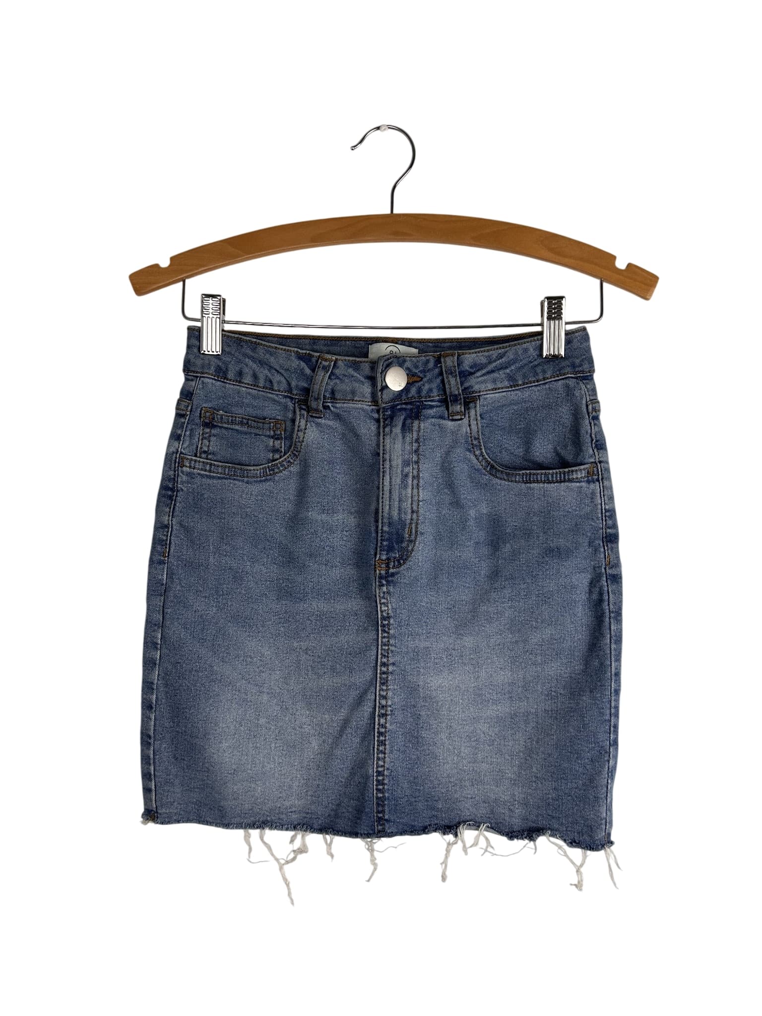 Cotton On Blue Denim Mini Skirt Raw Hem Size US 8 — photo 1 of 5
