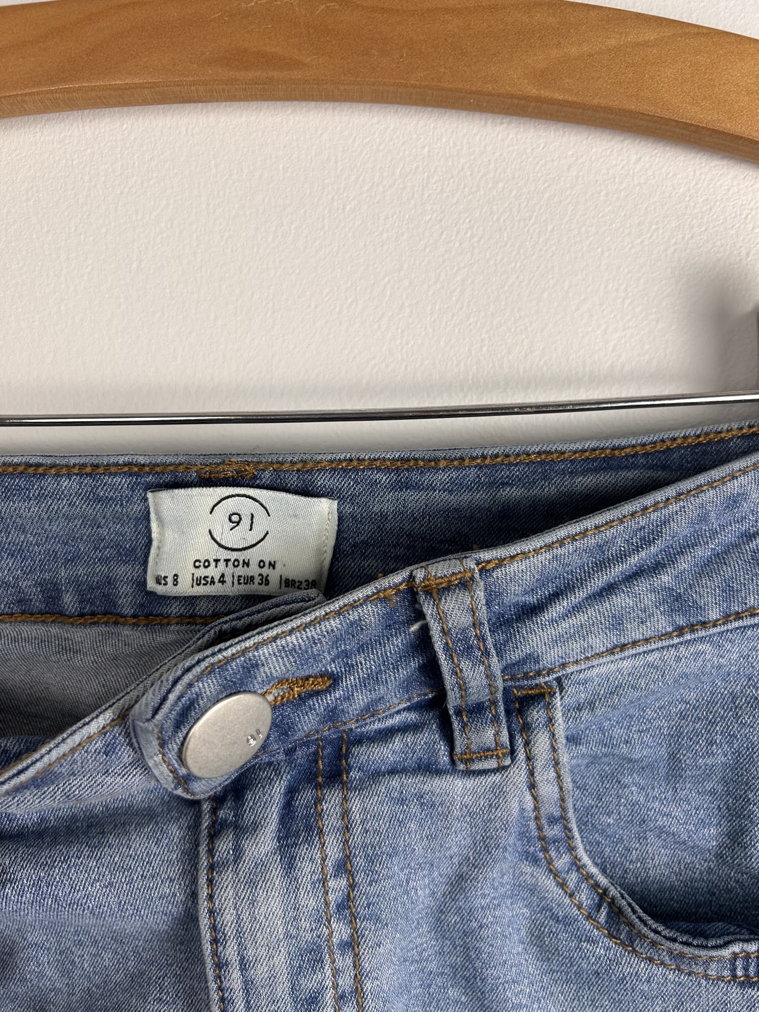 Cotton On Blue Denim Mini Skirt Raw Hem Size US 8 — photo 2 of 5