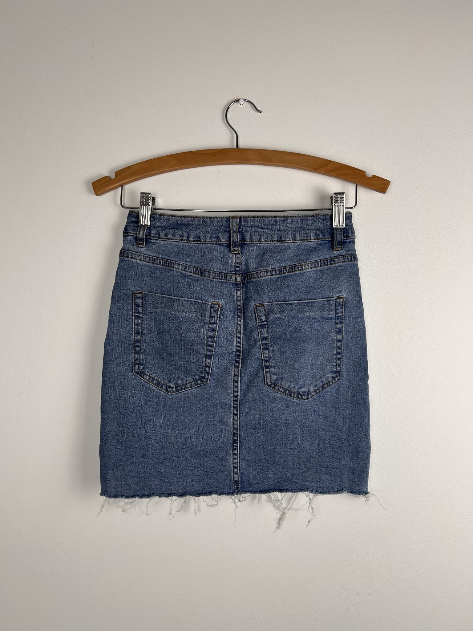 Cotton On Blue Denim Mini Skirt Raw Hem Size US 8 — photo 3 of 5