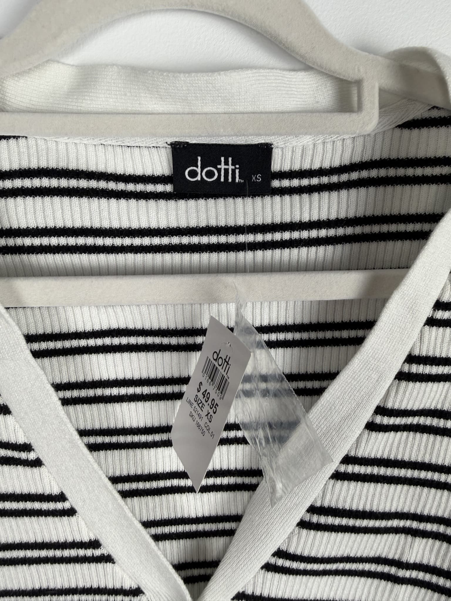 Dotti Ribbed Striped Cardigan Black White Size XS — photo 2 of 7
