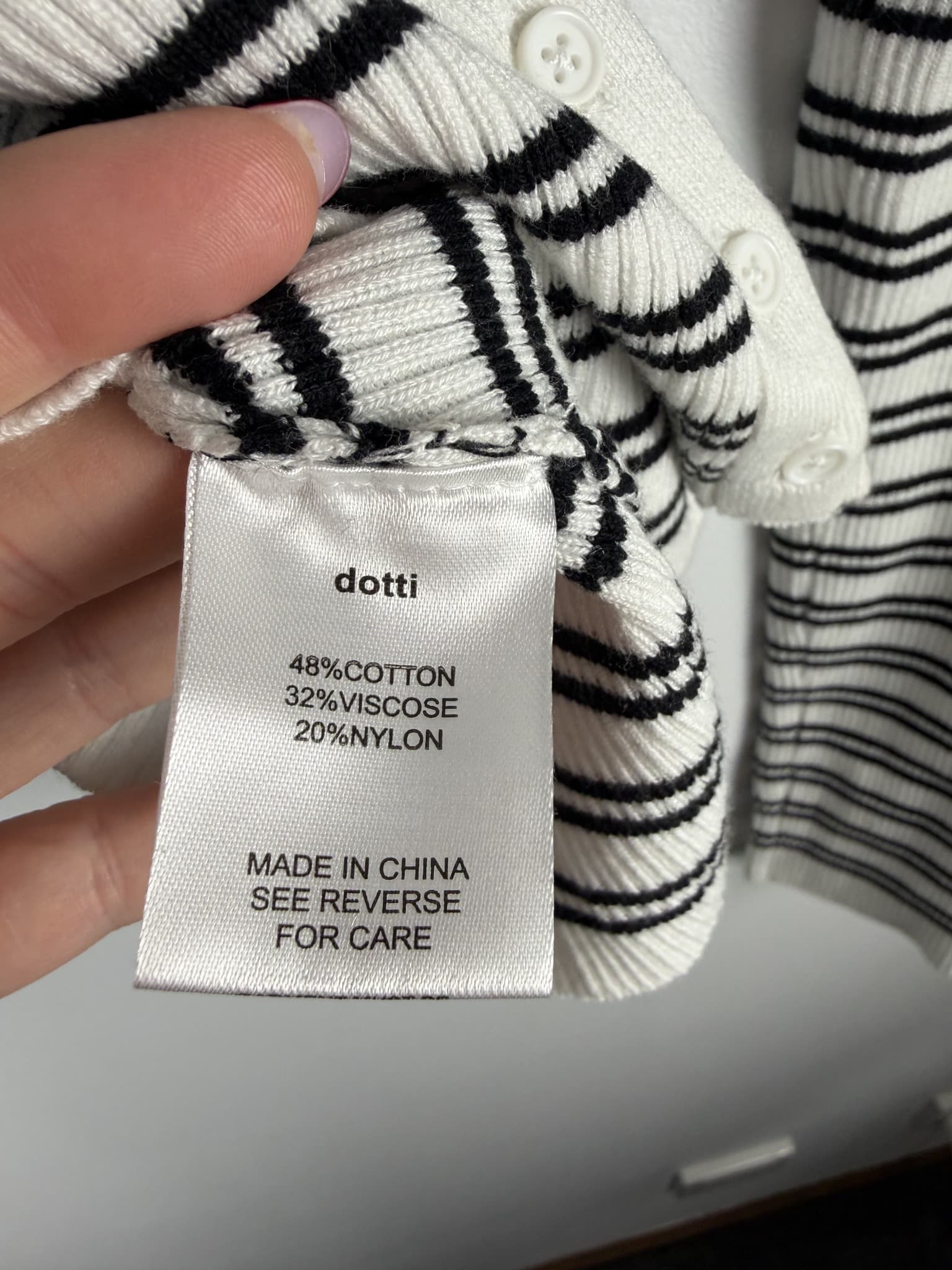 Dotti Ribbed Striped Cardigan Black White Size XS — photo 4 of 7