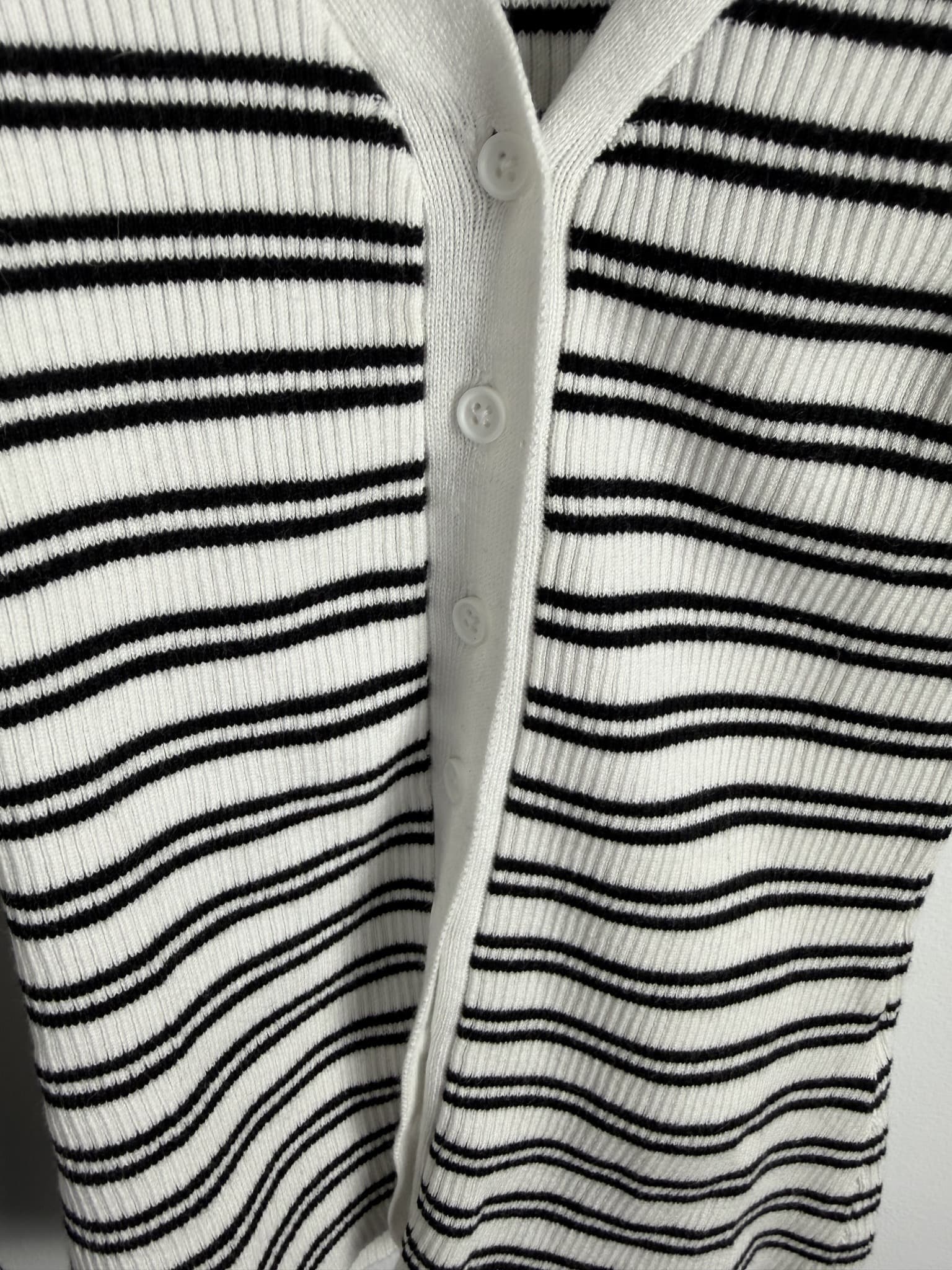 Dotti Ribbed Striped Cardigan Black White Size XS — photo 5 of 7