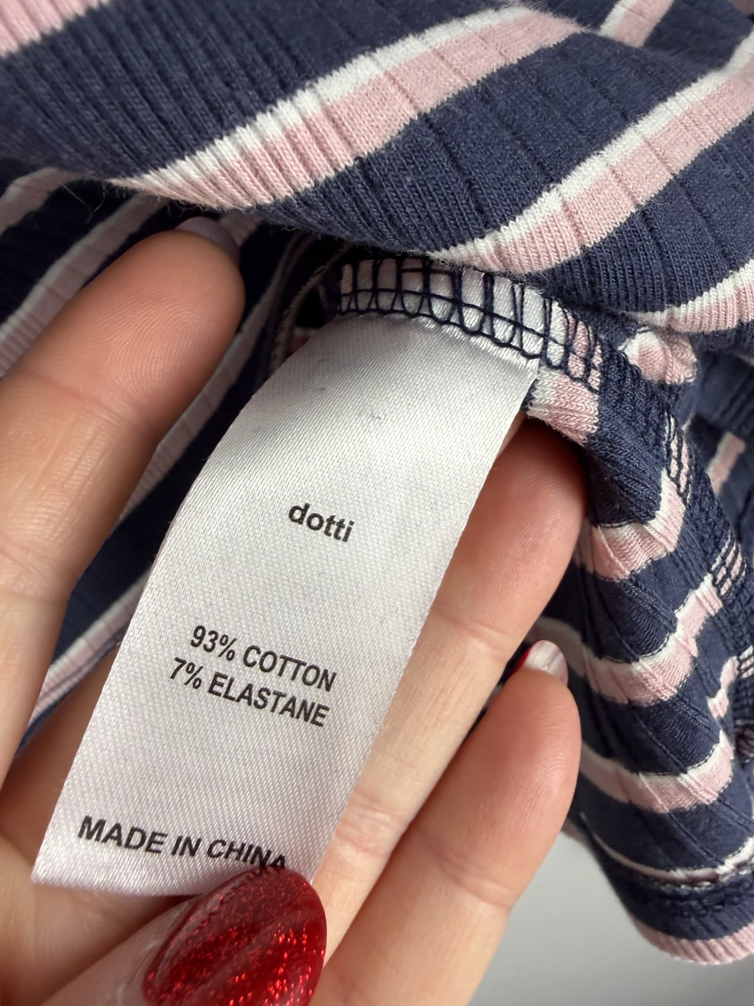 Dotti Ribbed Striped Mock Neck Long Sleeve Crop Top Navy Pink Size M — photo 4 of 7