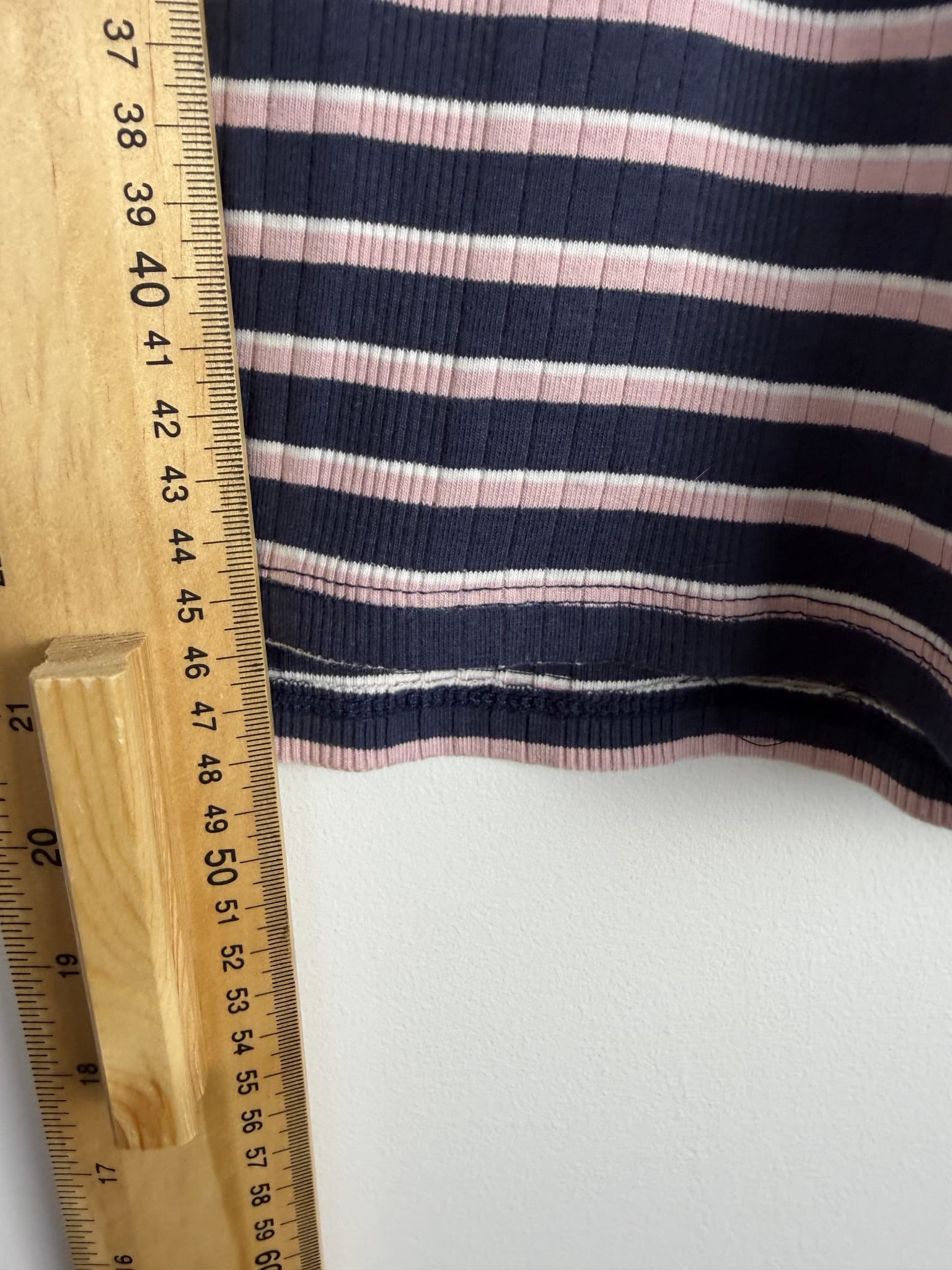 Dotti Ribbed Striped Mock Neck Long Sleeve Crop Top Navy Pink Size M — photo 6 of 7