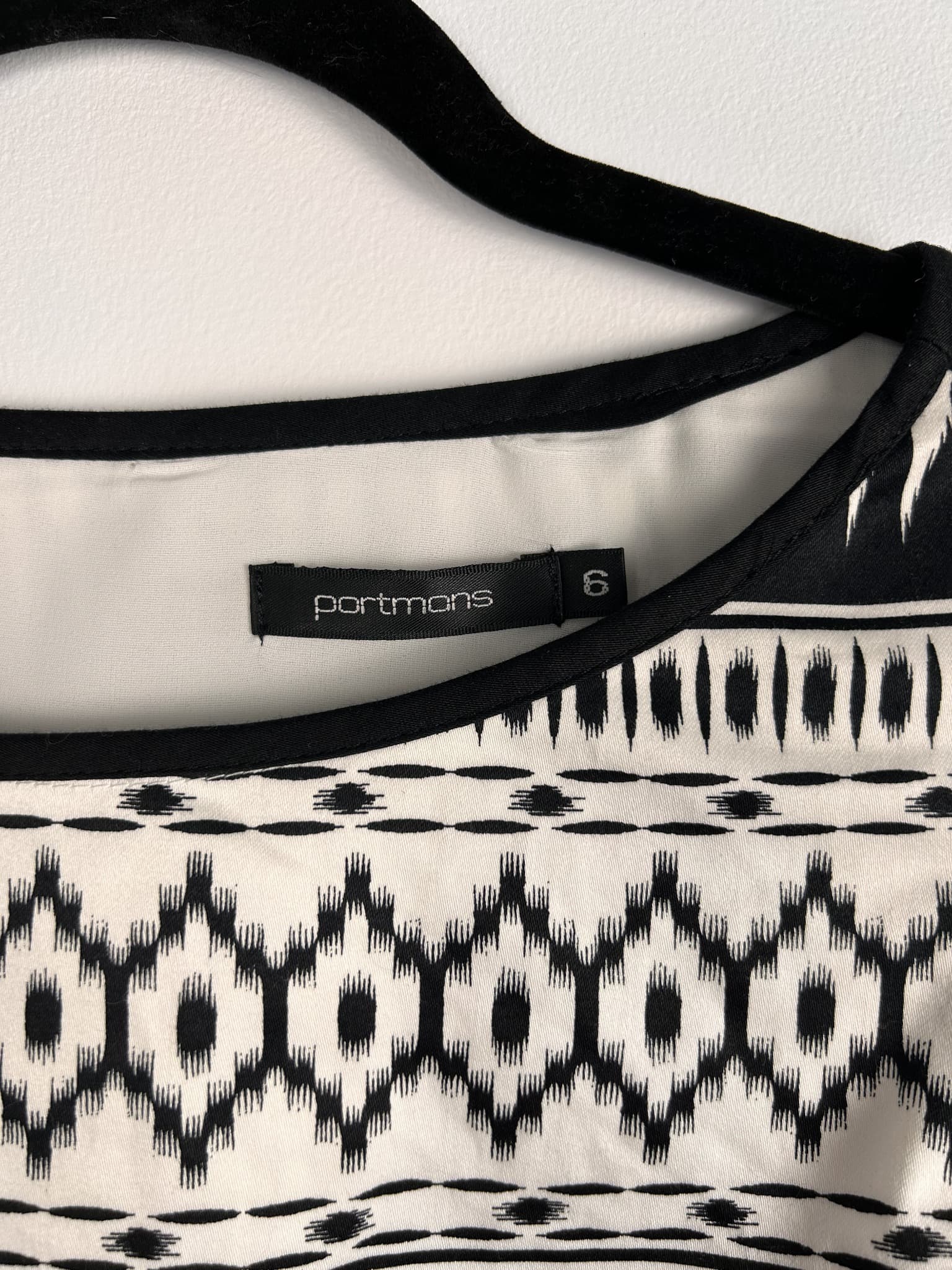 Portmans Black And White Tribal Print Sleeveless Fit And Flare Dress Size 6 — photo 2 of 6