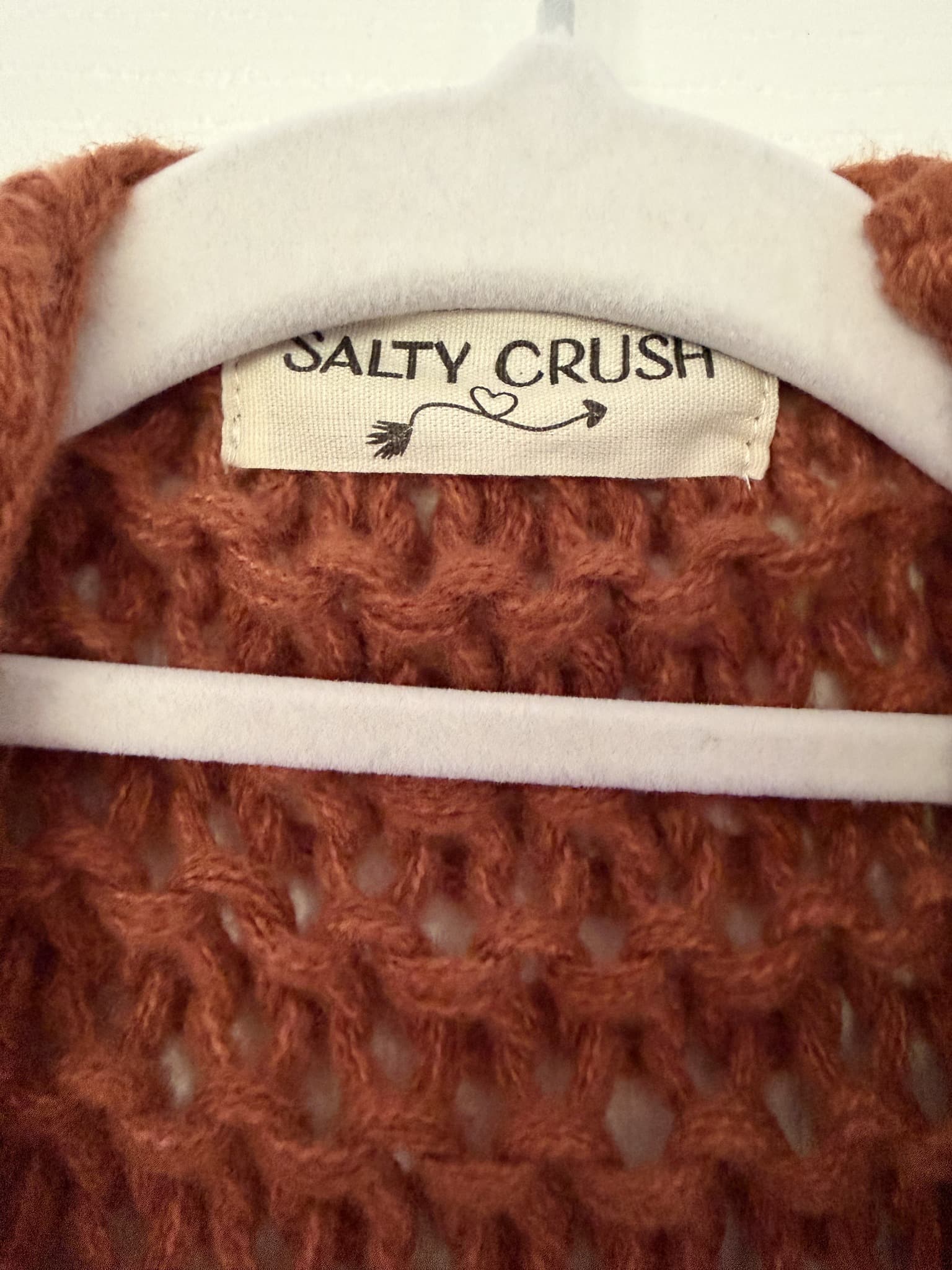 Salty Crush Brown Cable Knit Cardigan Women's Open Front — photo 2 of 8