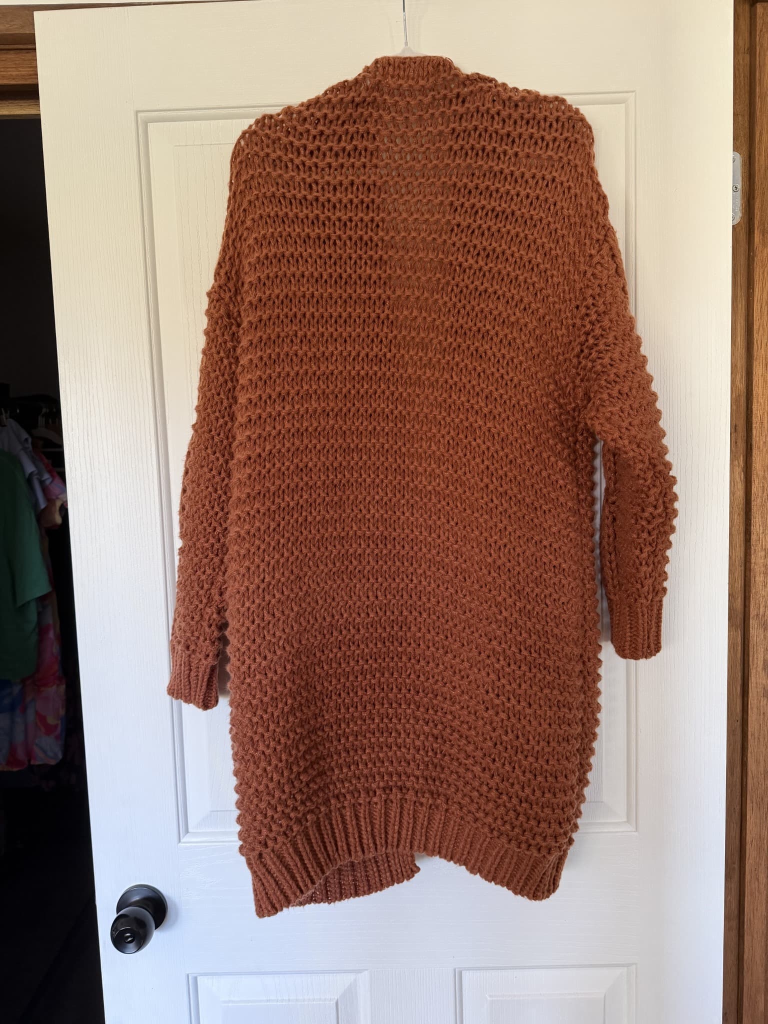 Salty Crush Brown Cable Knit Cardigan Women's Open Front — photo 4 of 8