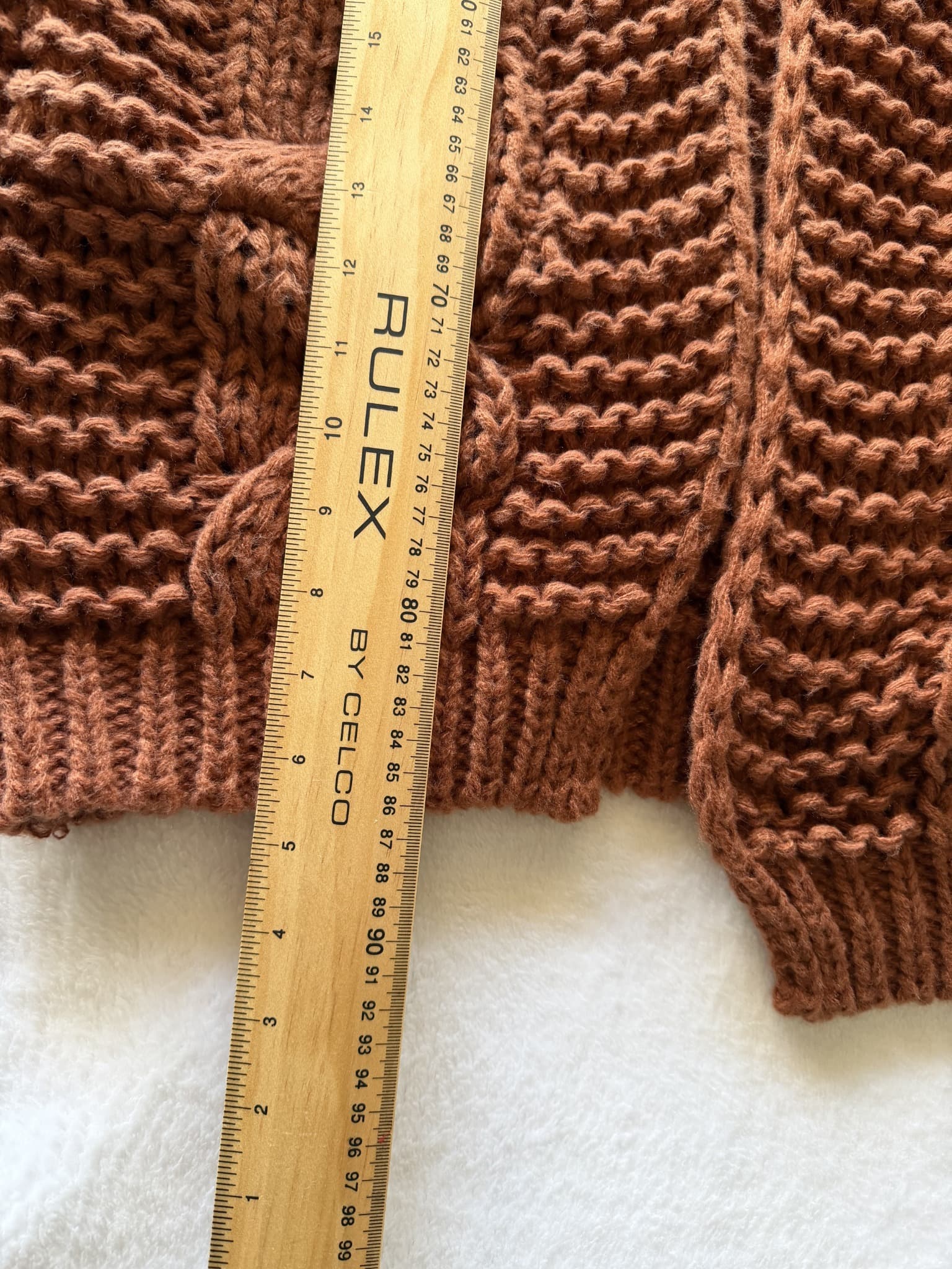 Salty Crush Brown Cable Knit Cardigan Women's Open Front — photo 5 of 8