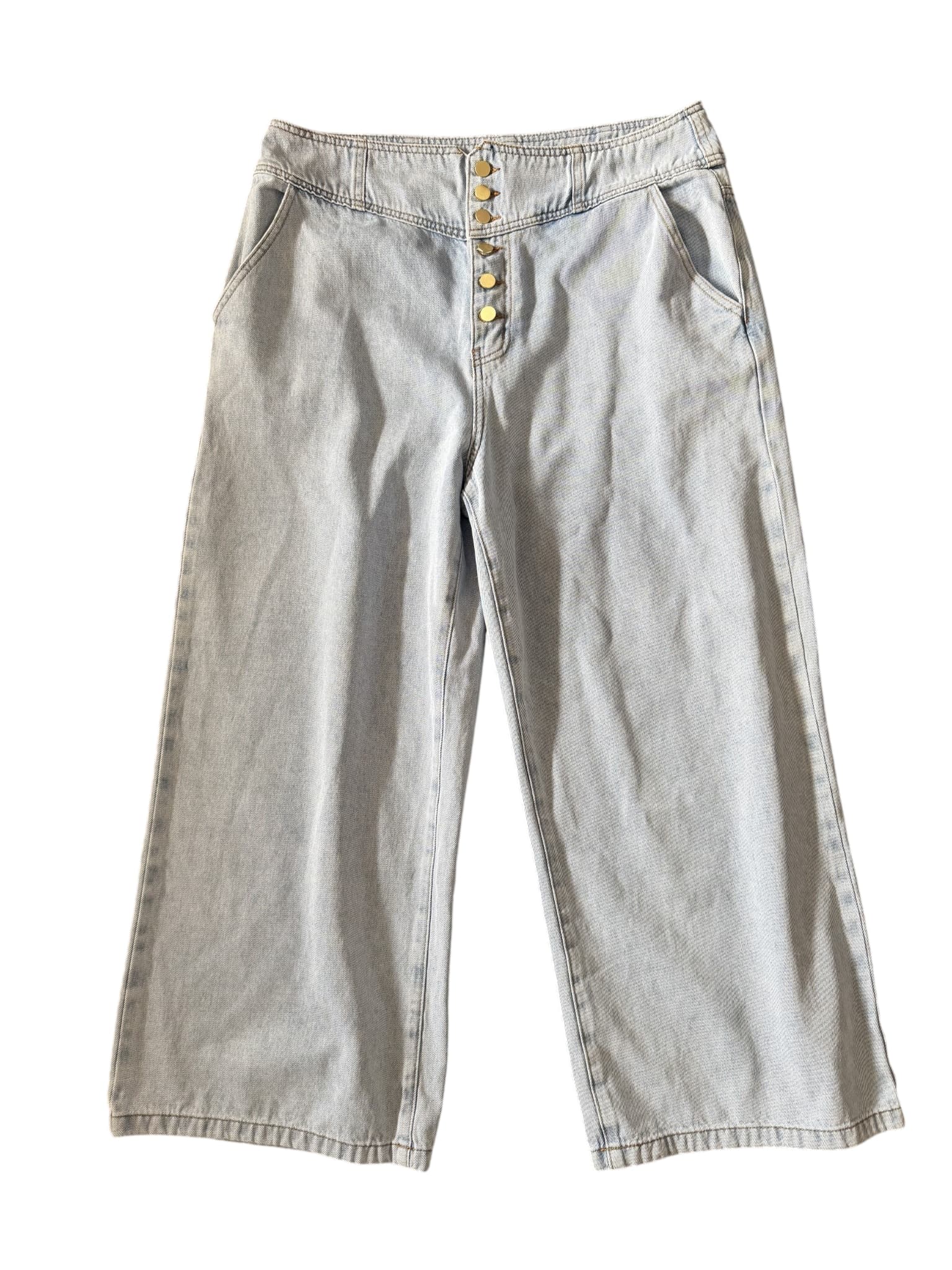 Seed Heritage High-Waisted Button-Front Wide-Leg Cropped Jeans Size 16 — photo 1 of 8