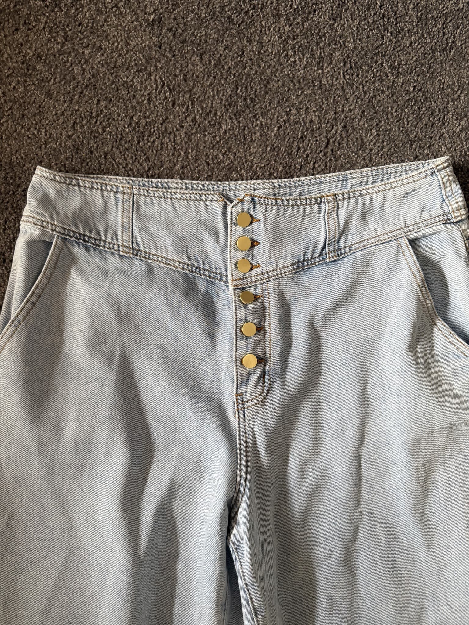 Seed Heritage High-Waisted Button-Front Wide-Leg Cropped Jeans Size 16 — photo 2 of 8