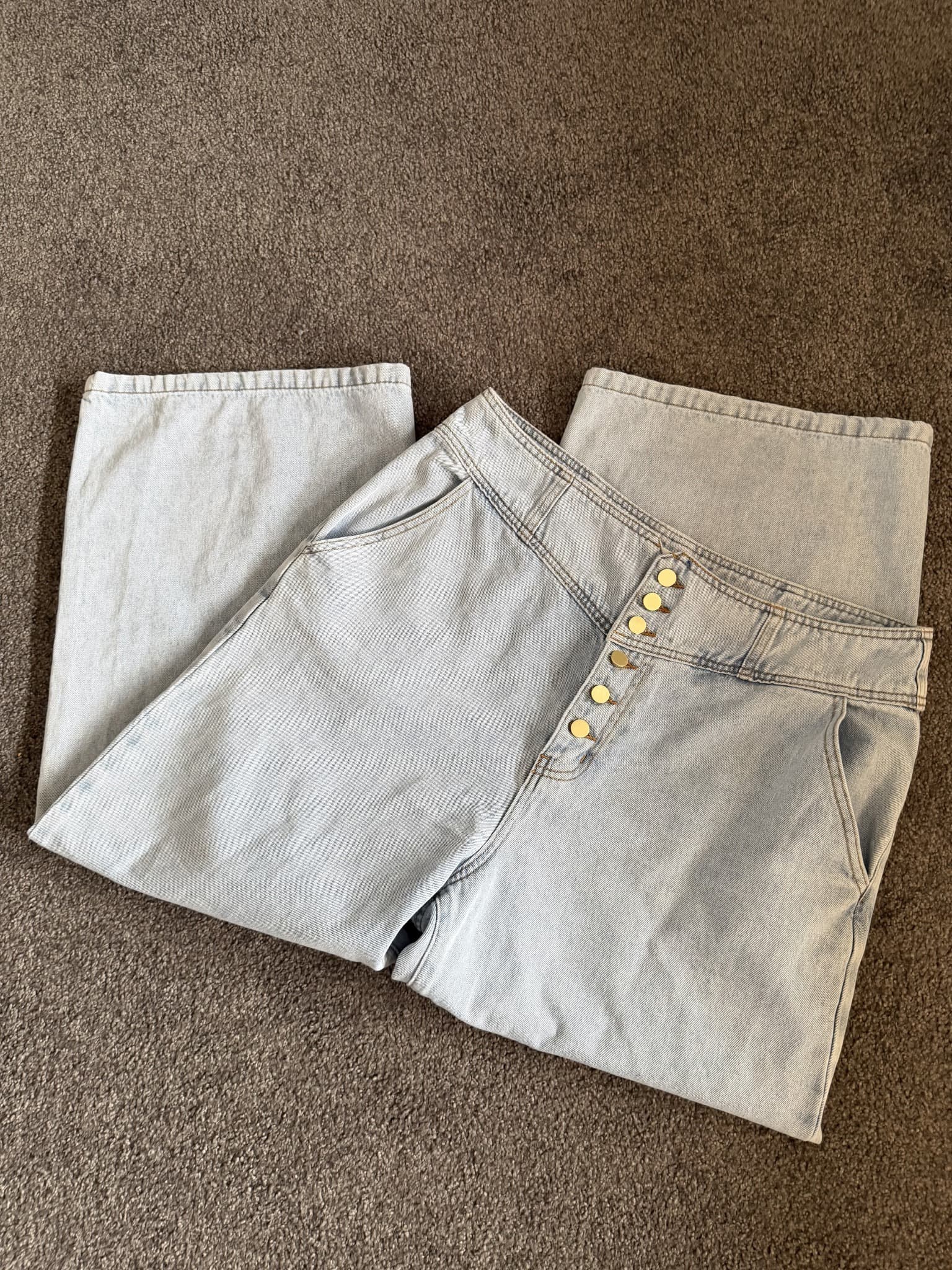 Seed Heritage High-Waisted Button-Front Wide-Leg Cropped Jeans Size 16 — photo 5 of 8