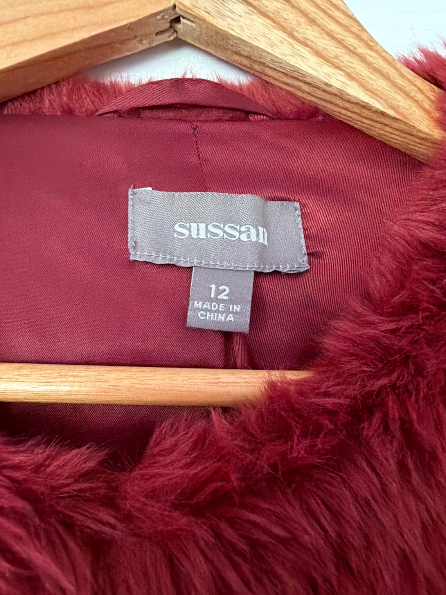 Sussan Burgundy Faux Fur Jacket Women's Size 12 — photo 2 of 6