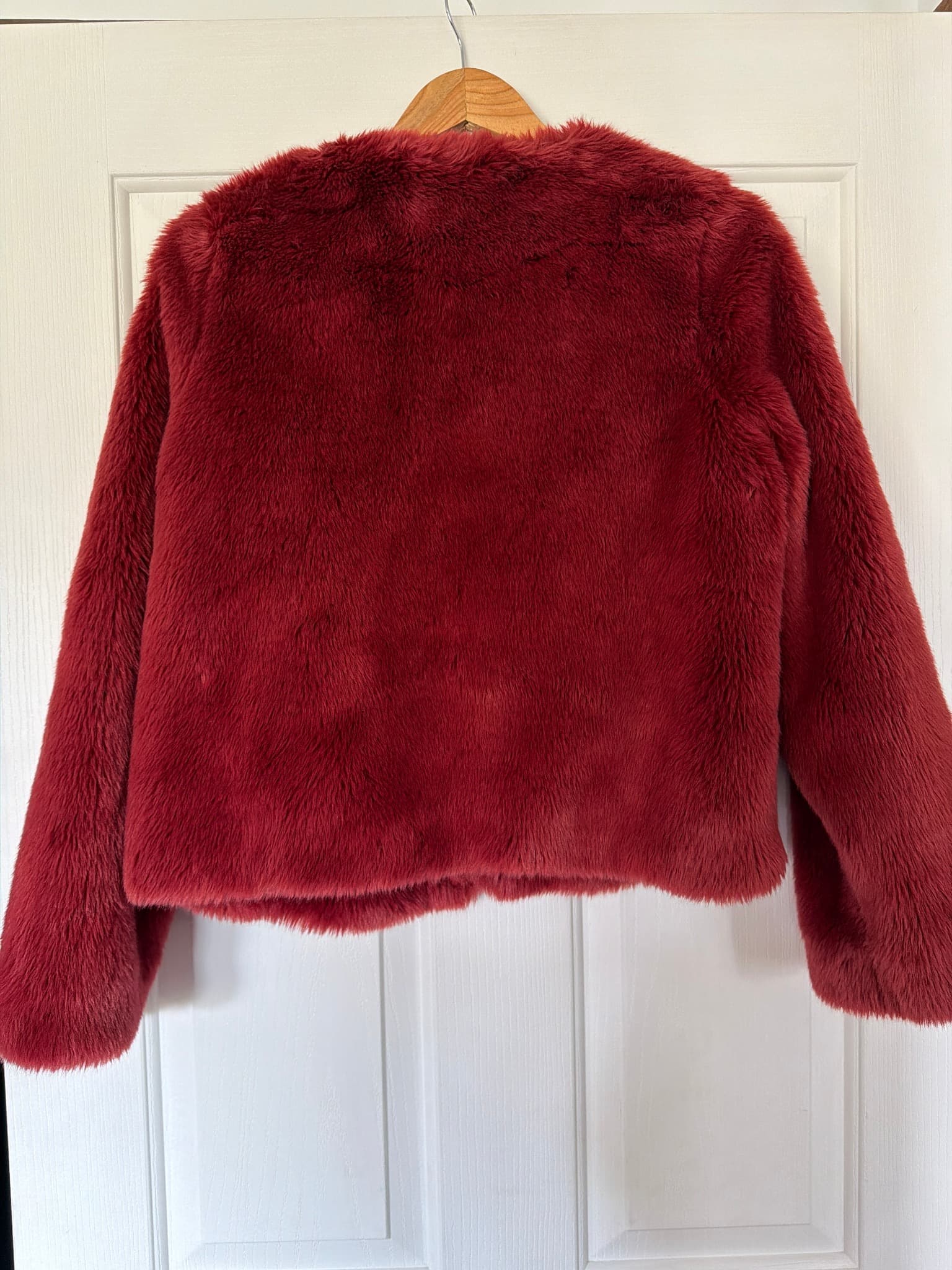 Sussan Burgundy Faux Fur Jacket Women's Size 12 — photo 6 of 6