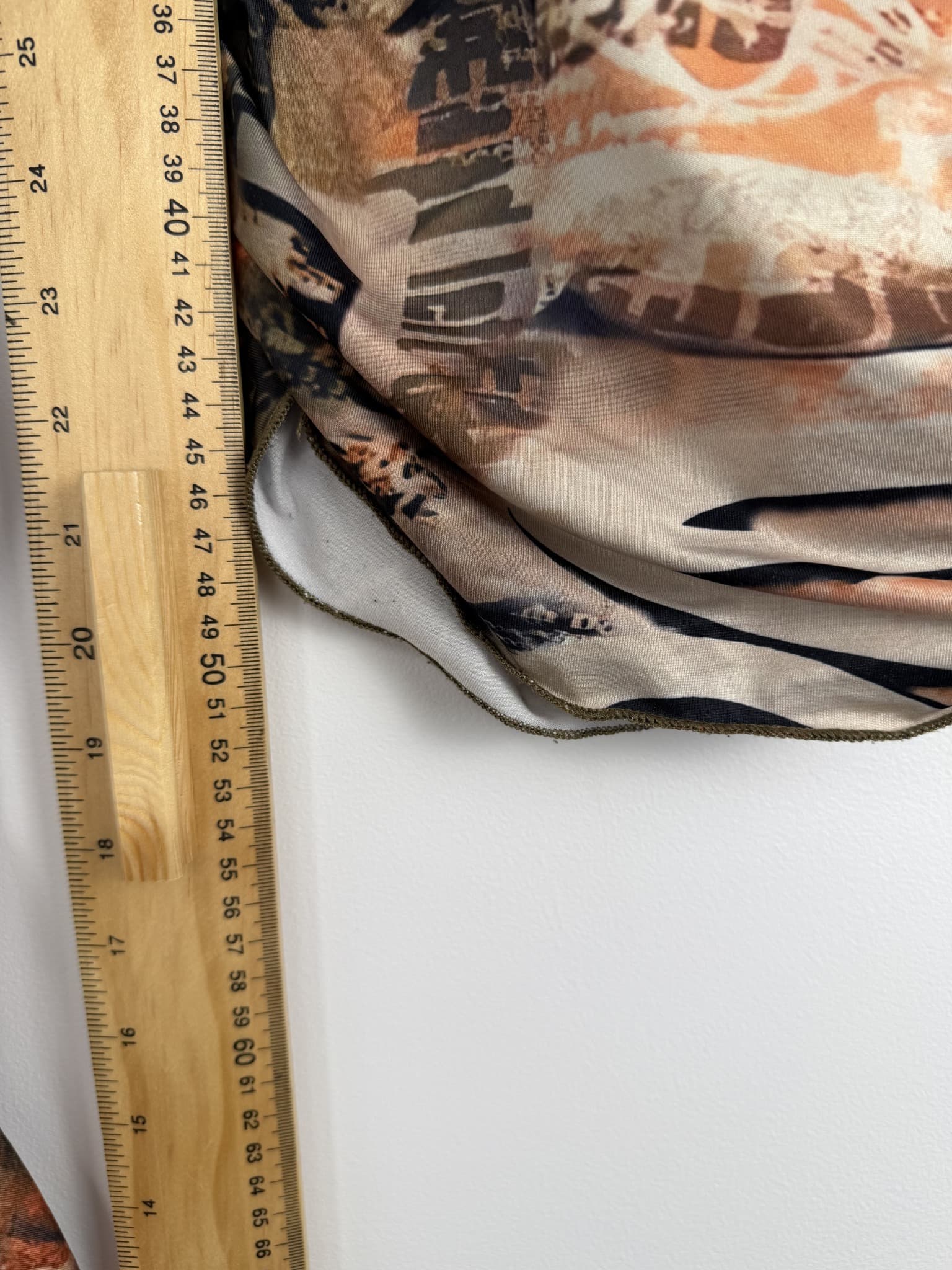 Y2K Long Sleeve Top Size L Distressed Print cut out crop fitted stretch — photo 6 of 6