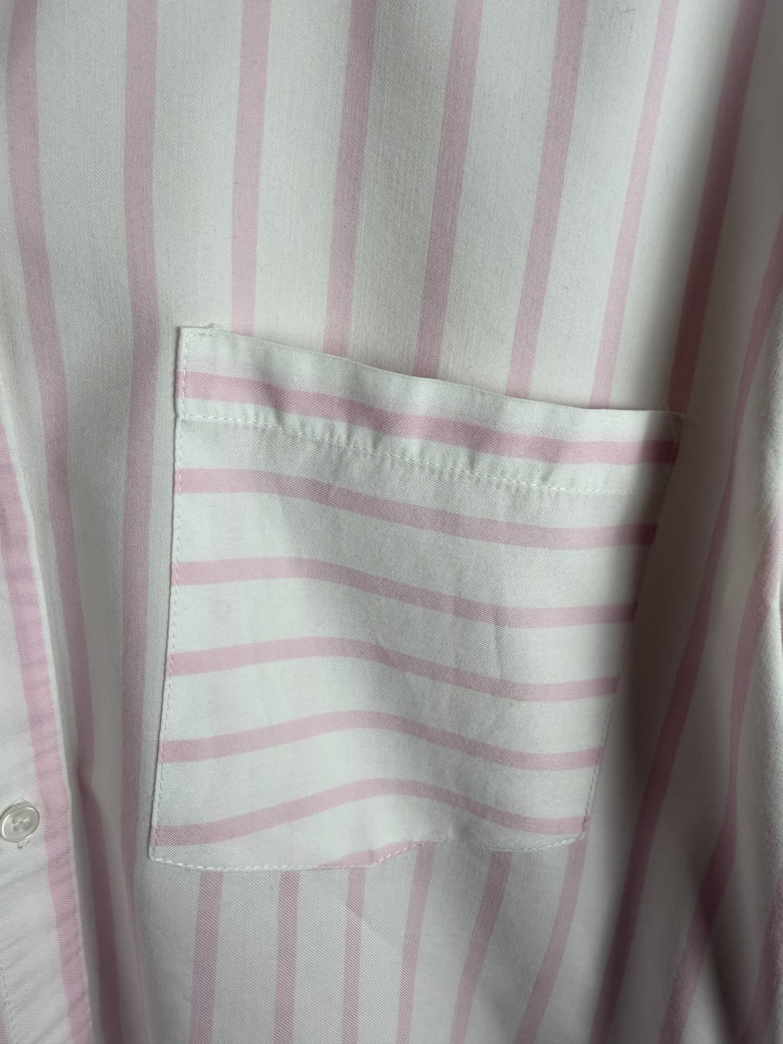 ZARA BASIC Basic Collection Pink and White Striped Long Sleeve Button-Down Shirt — photo 3 of 8