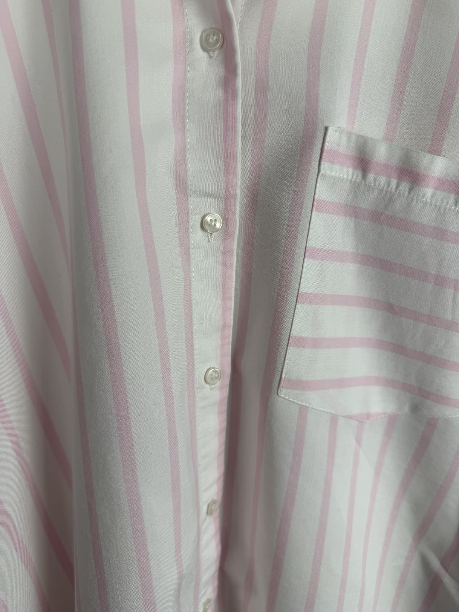 ZARA BASIC Basic Collection Pink and White Striped Long Sleeve Button-Down Shirt — photo 4 of 8