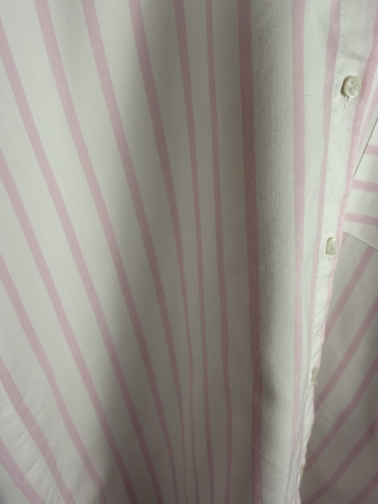 ZARA BASIC Basic Collection Pink and White Striped Long Sleeve Button-Down Shirt — photo 8 of 8