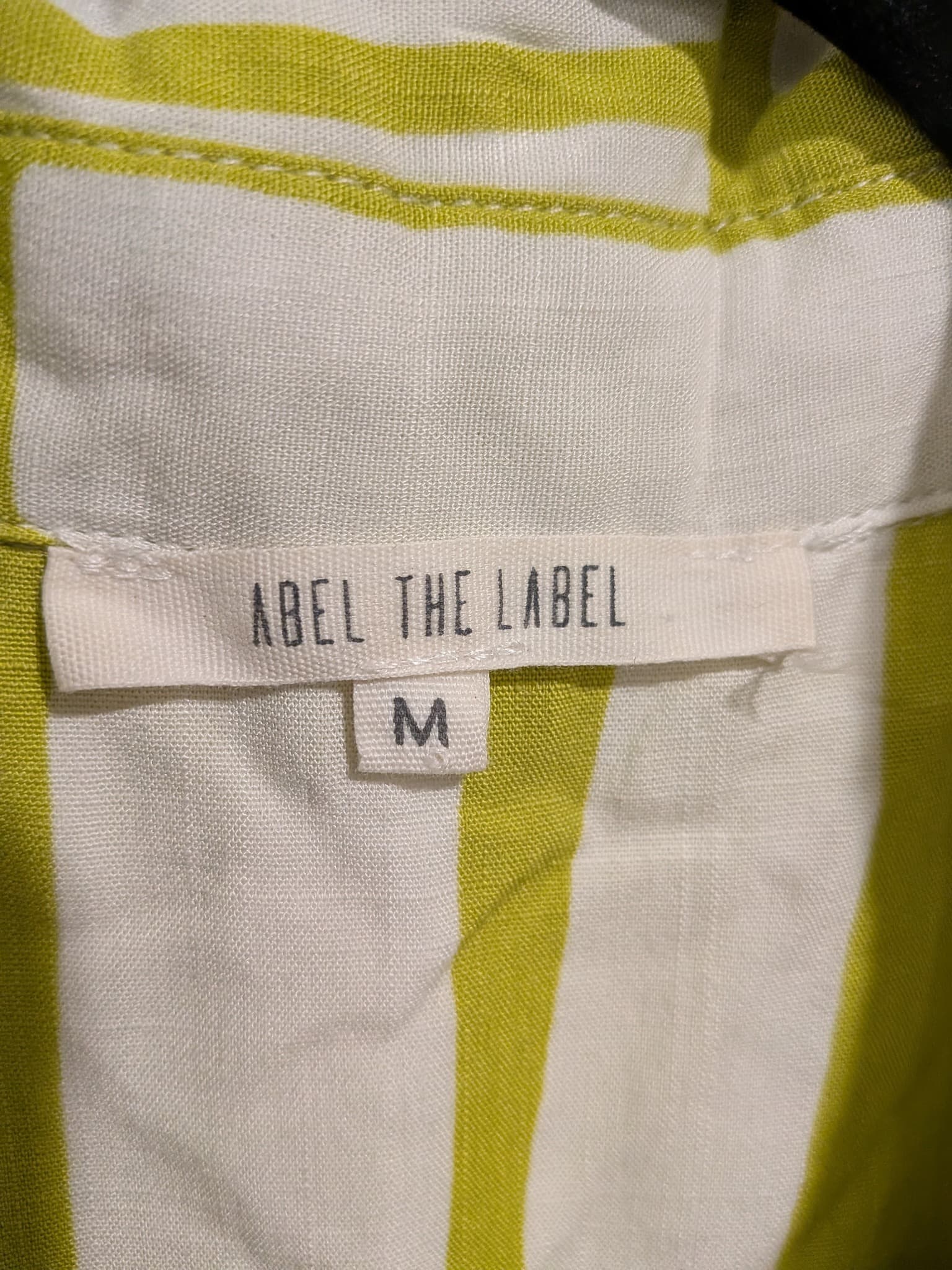 Abel The Label Shirt Dress M Lime Green White Geometric Print Belted Midi — photo 5 of 8