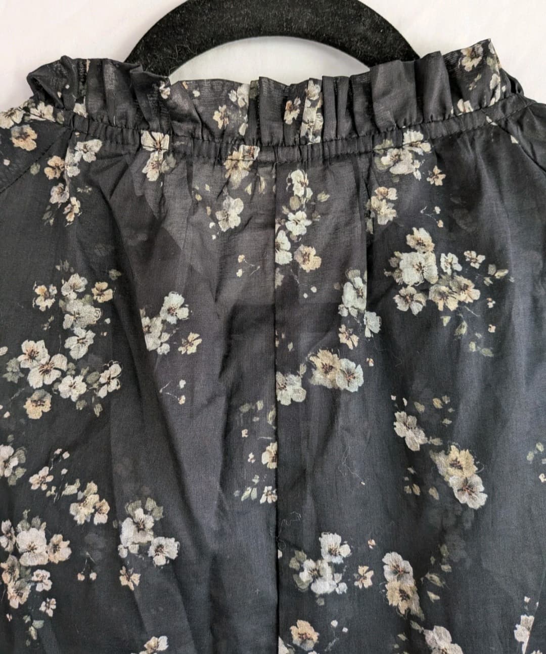 Adorne Adelaide Long Sleeve Top 14 Black Floral Cotton Tie Neck Blouse — photo 12 of 12