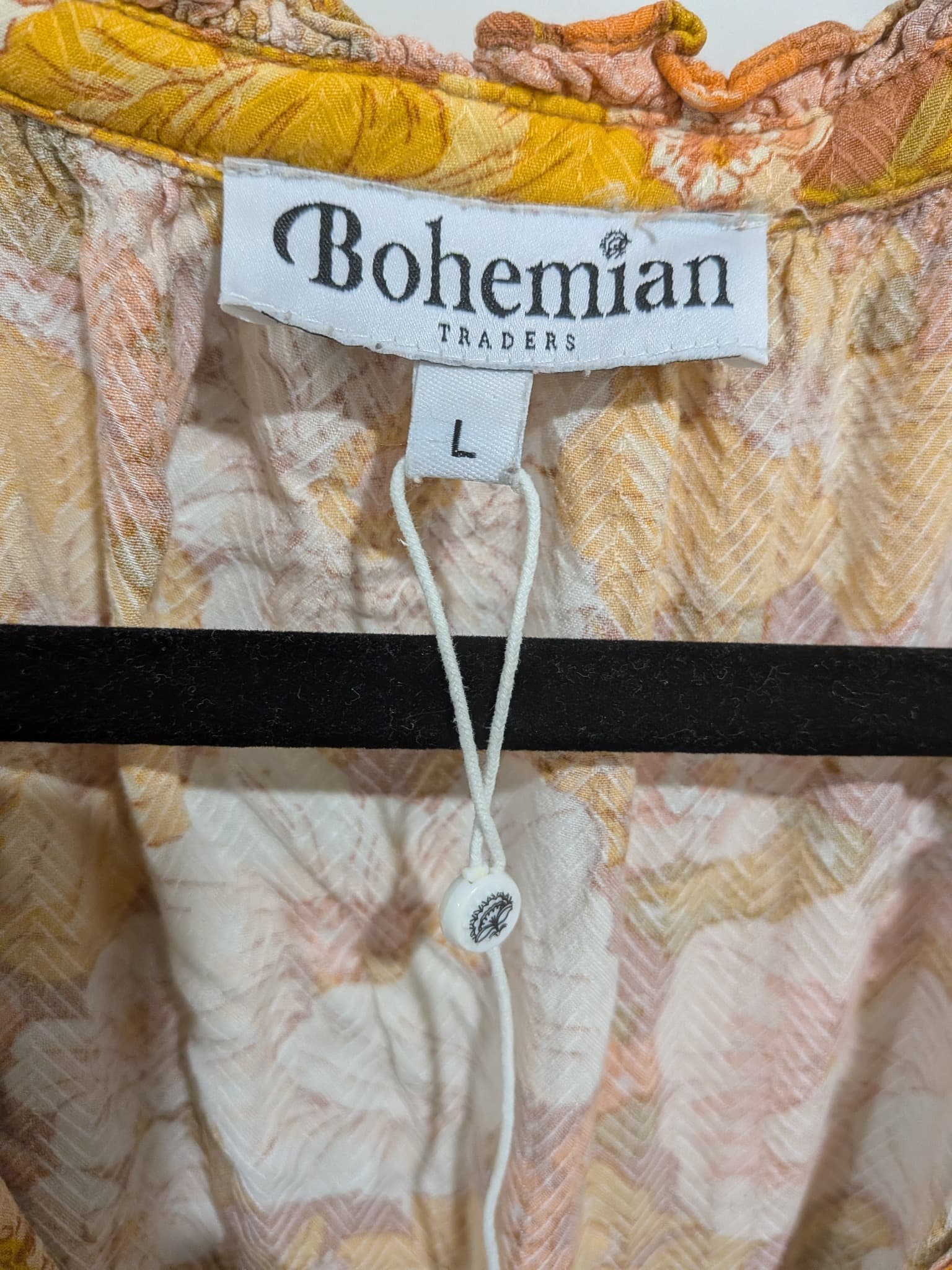 Bohemian Traders Floral Tiered Maxi Dress L Orange Yellow Floral — photo 8 of 12