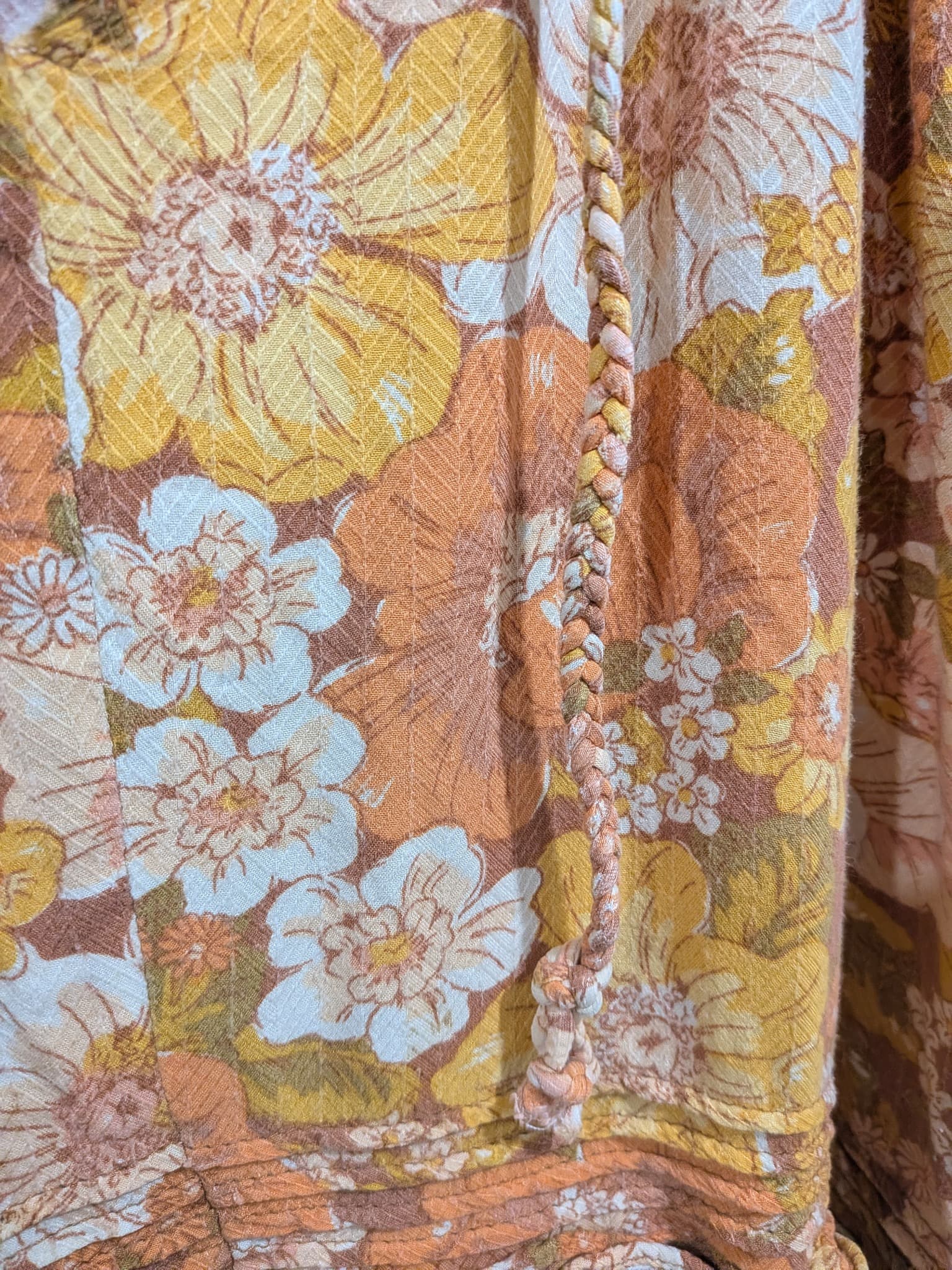 Bohemian Traders Floral Tiered Maxi Dress L Orange Yellow Floral — photo 9 of 12