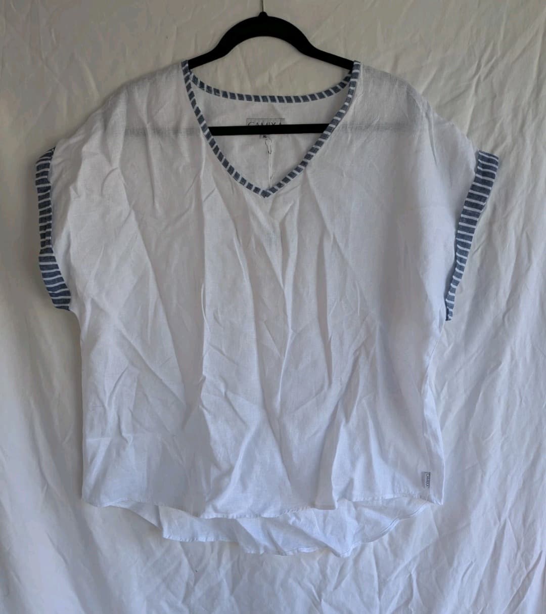 Camixa Martina Linen Tee Bundle Black And White Striped Trim Size XL New — photo 9 of 13
