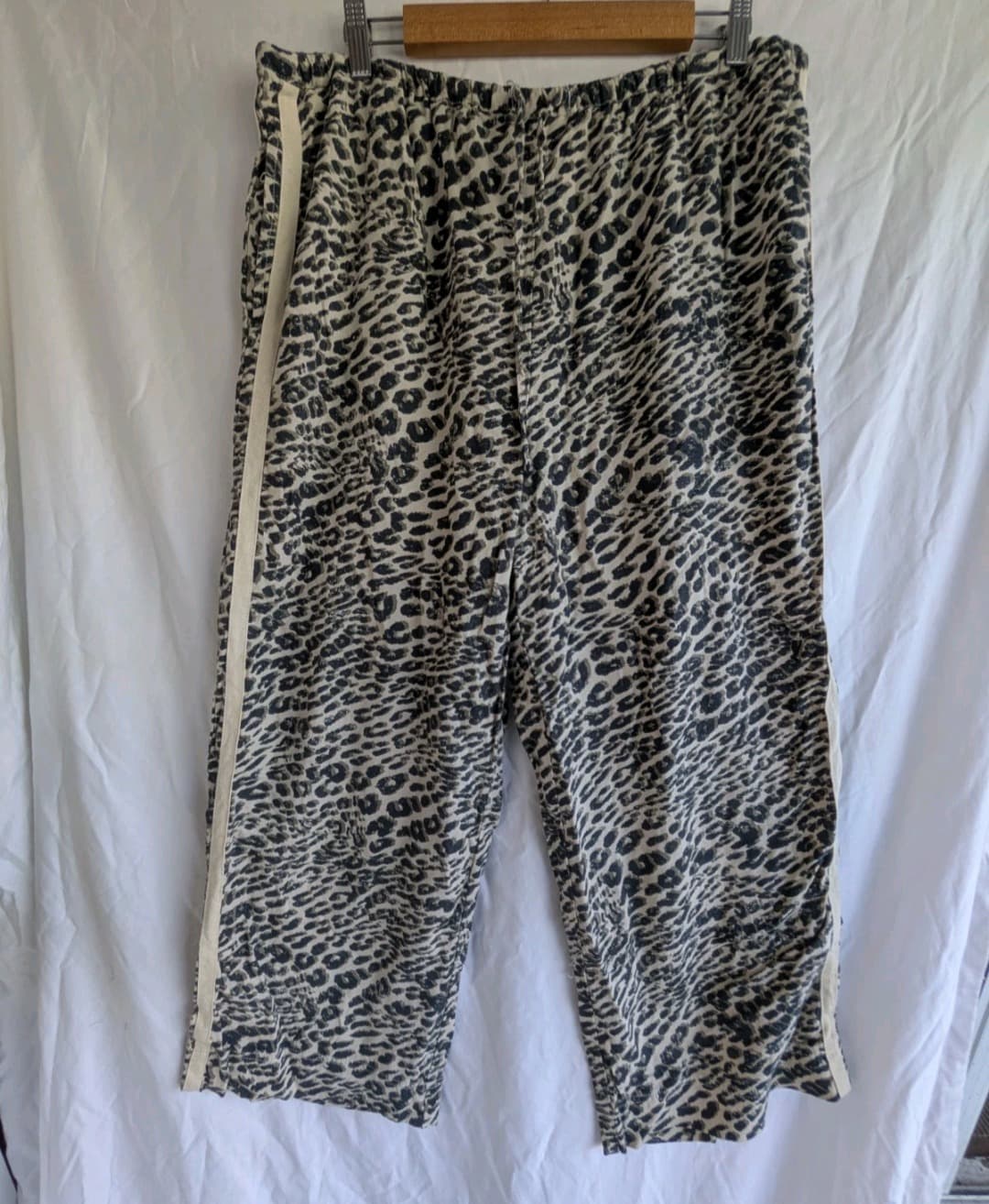 Ceres Life Leopard Print Wide Leg Pants XL Linen Blend Side Stripe Casual — photo 2 of 10