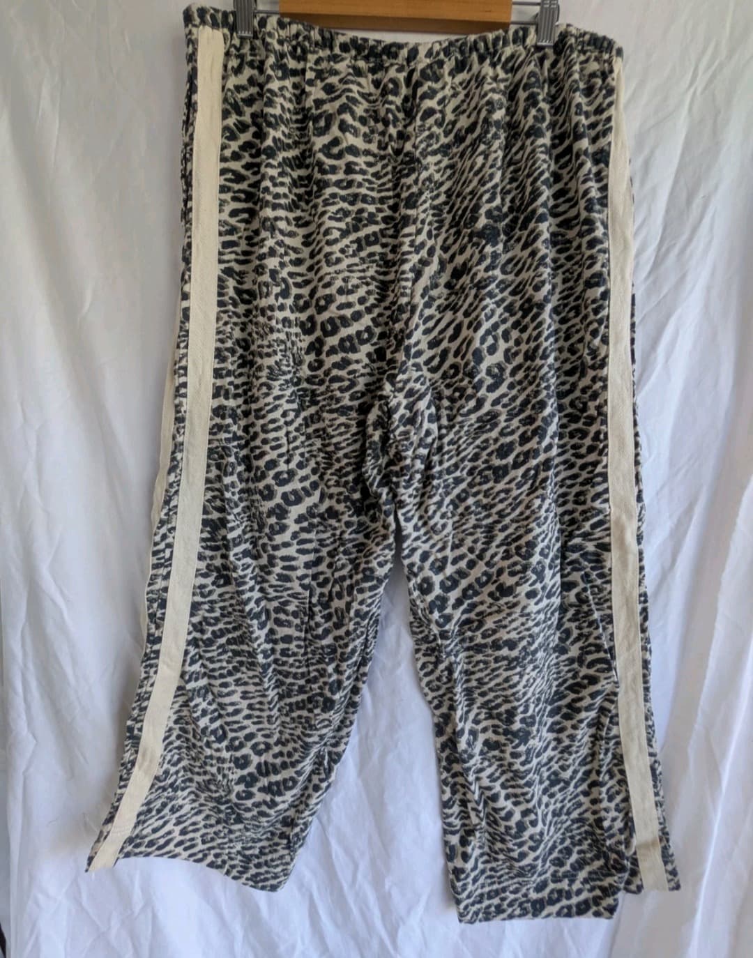 Ceres Life Leopard Print Wide Leg Pants XL Linen Blend Side Stripe Casual — photo 7 of 10