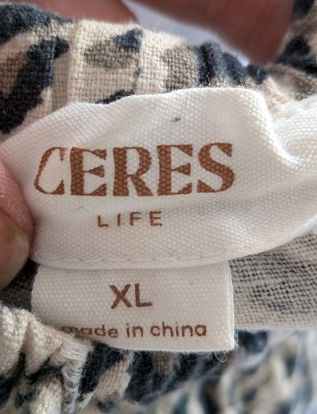 Ceres Life Leopard Print Wide Leg Pants XL Linen Blend Side Stripe Casual — photo 9 of 10