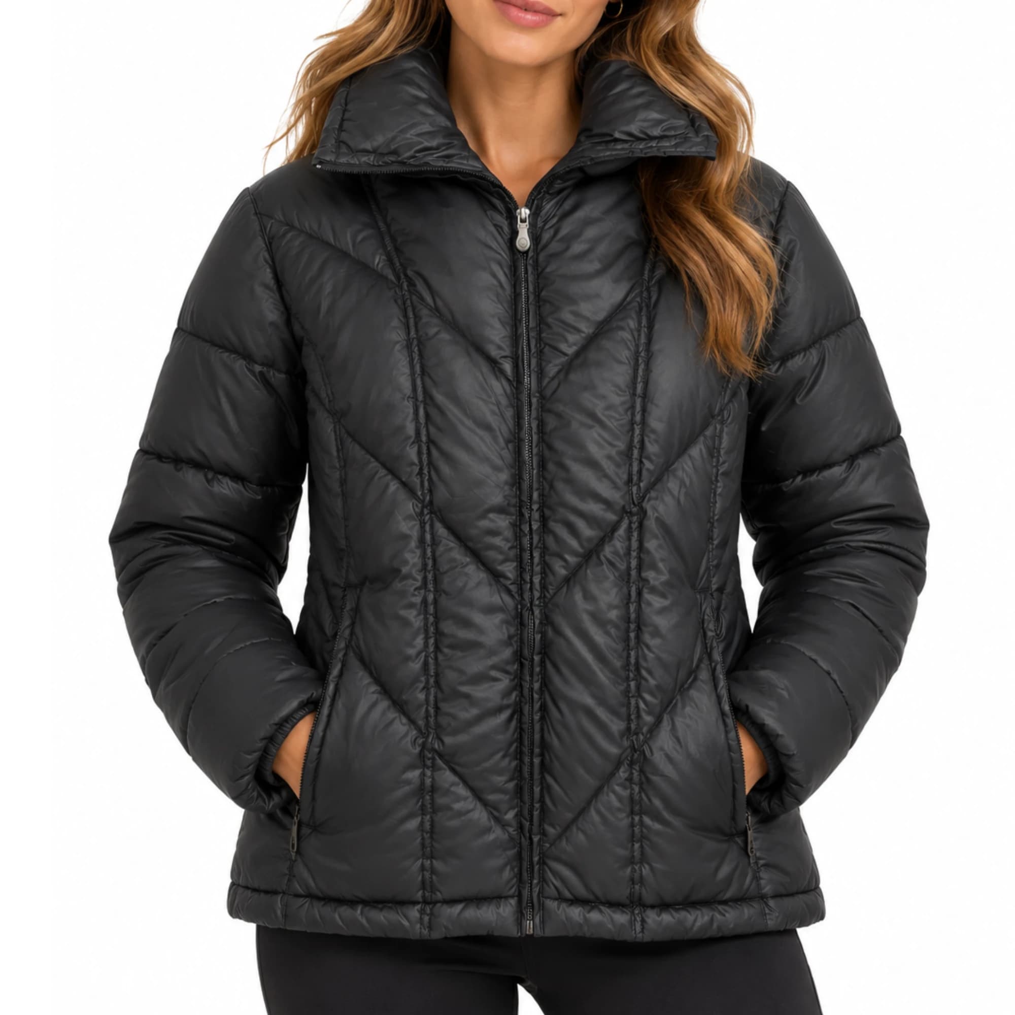 Columbia Puffer Jacket Size M Black Down Filled Quilted Coat — photo 1 of 13